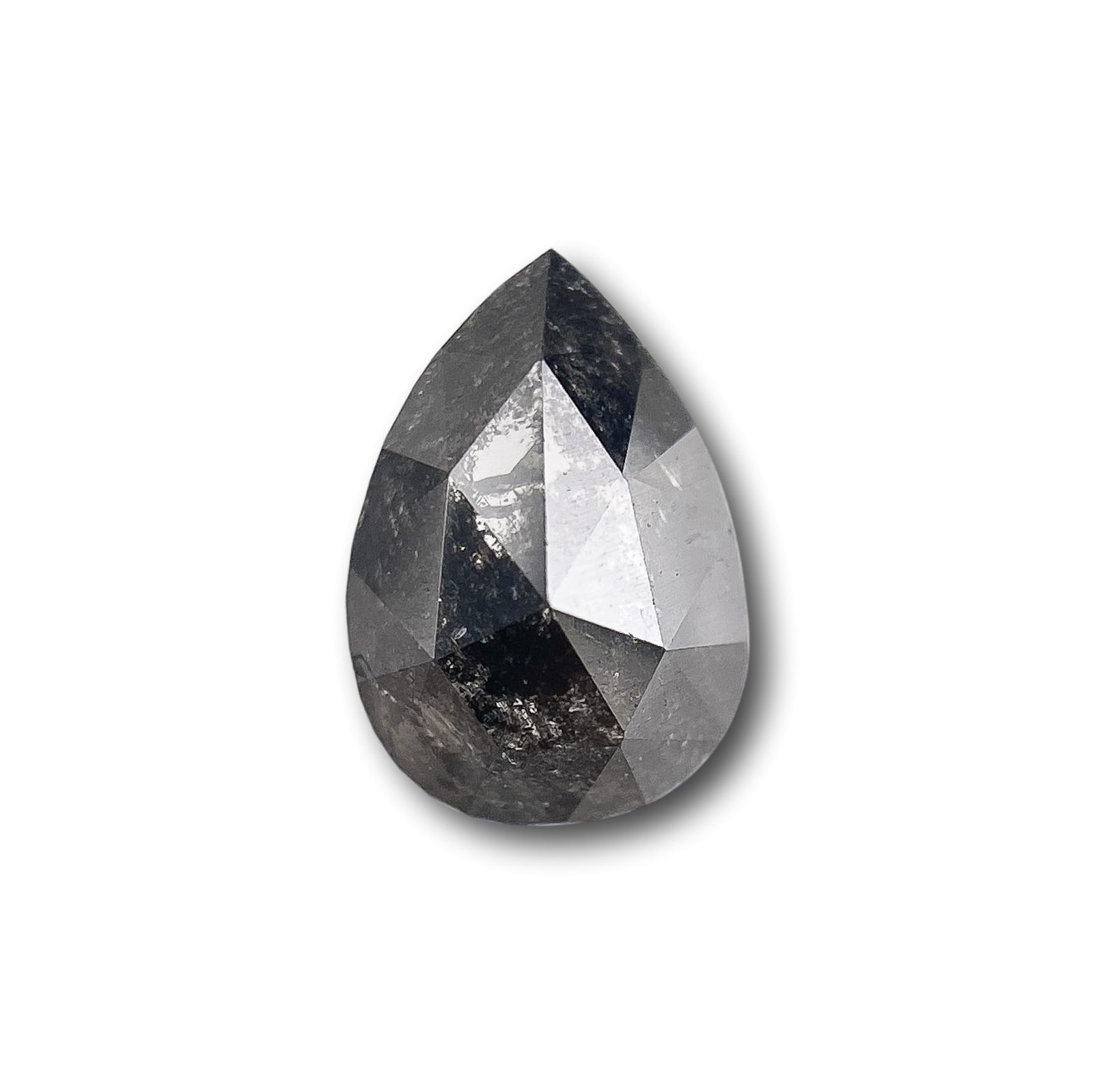 0.87ct | Salt & Pepper Pear Shape Rose Cut Diamond - Modern Rustic Diamond