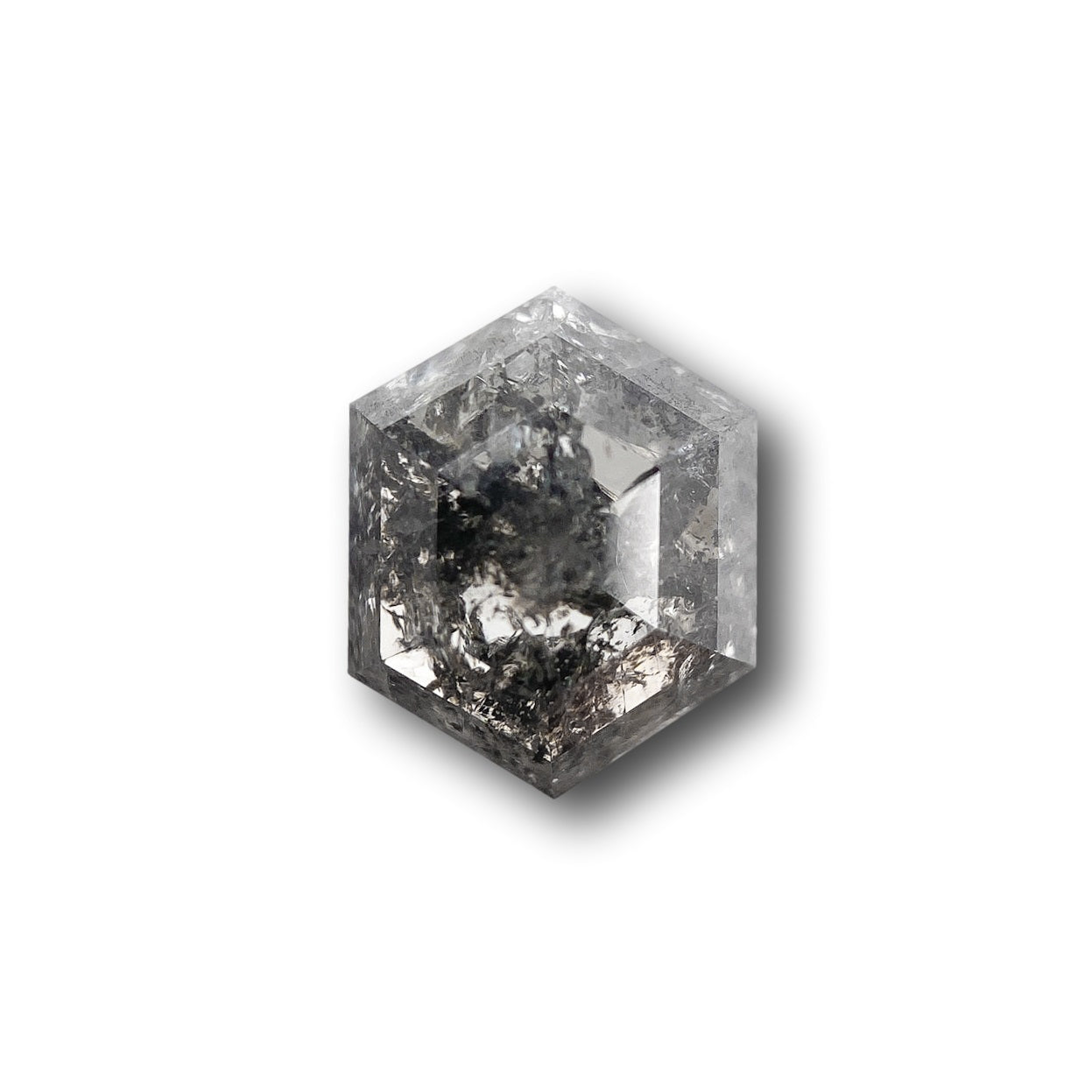 1.43ct | Salt & Pepper Hexagon Shape Rose Cut Diamond - Modern Rustic Diamond