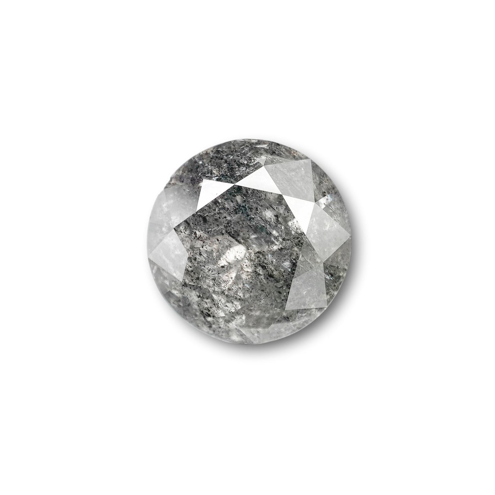 5.86ct | Salt & Pepper Round Shape Brilliant Cut Diamond - Modern Rustic Diamond