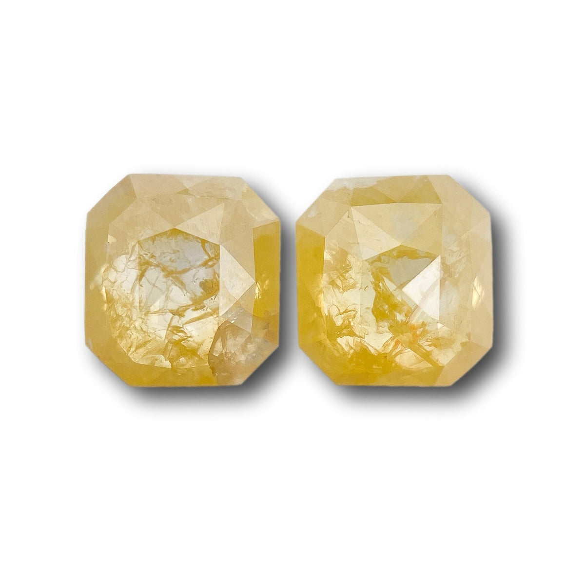 1.48cttw | Salt &amp; Pepper Asscher Shape Step Cut Diamond Matched Pair - Modern Rustic Diamond