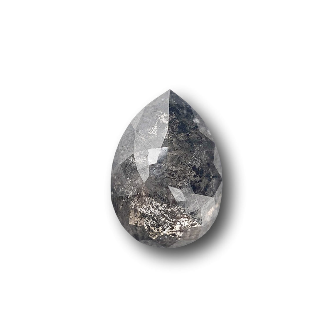 1.71ct | Salt &amp; Pepper Pear Shape Rose Cut Diamond - Modern Rustic Diamond