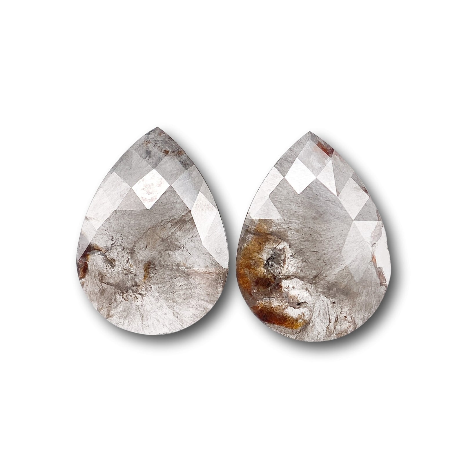 1.40cttw | Rustic  Pear Shape Brilliant Cut Diamond Matched Pair - Modern Rustic Diamond