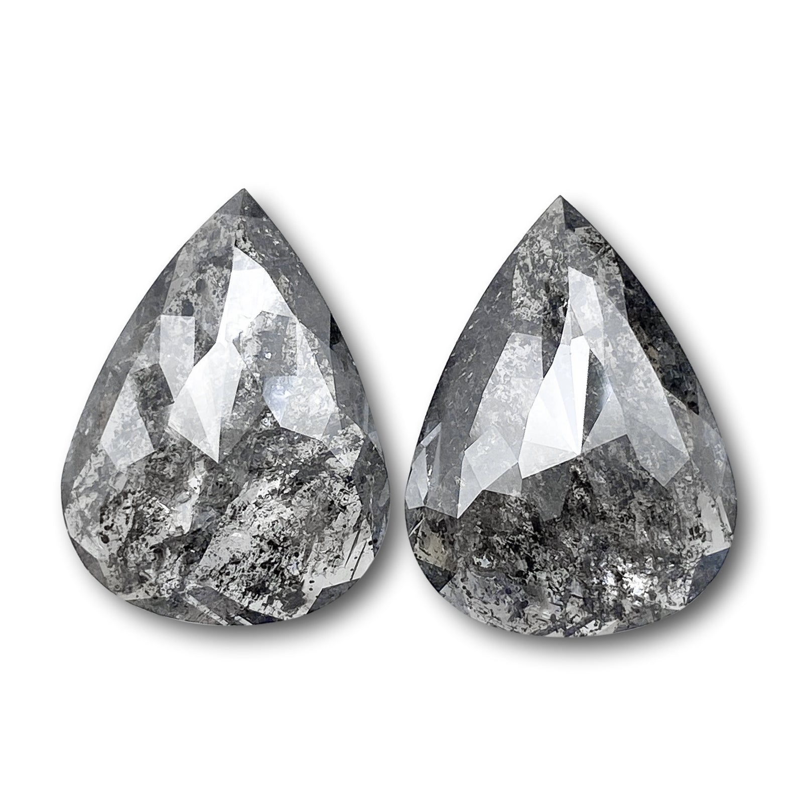 11.15cttw | Rustic Pear Shape Rose Cut Diamond Matched Pair - Modern Rustic Diamond