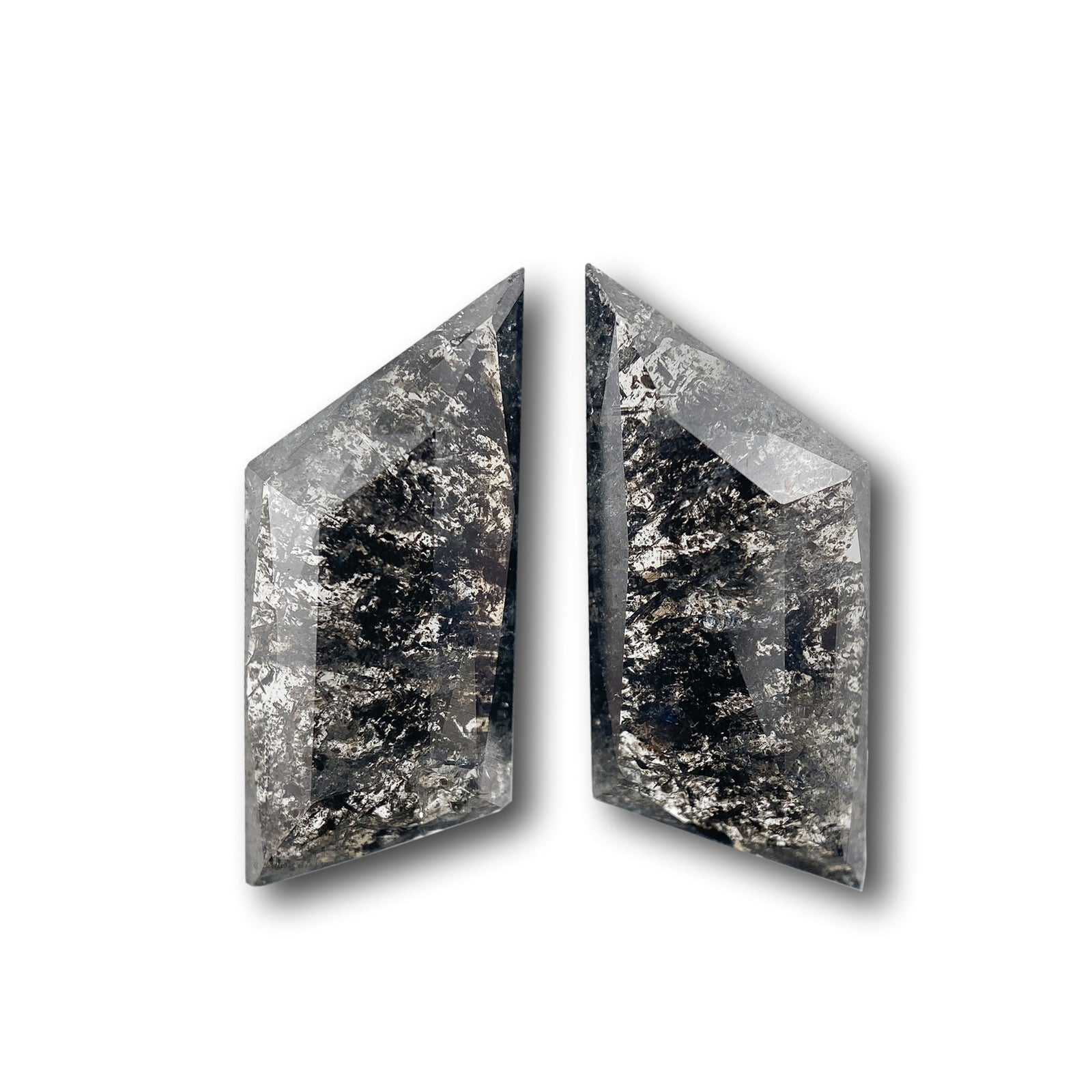 2.99cttw | Rustic  Rhomboid Shape Rose Cut Diamond Matched Pair - Modern Rustic Diamond
