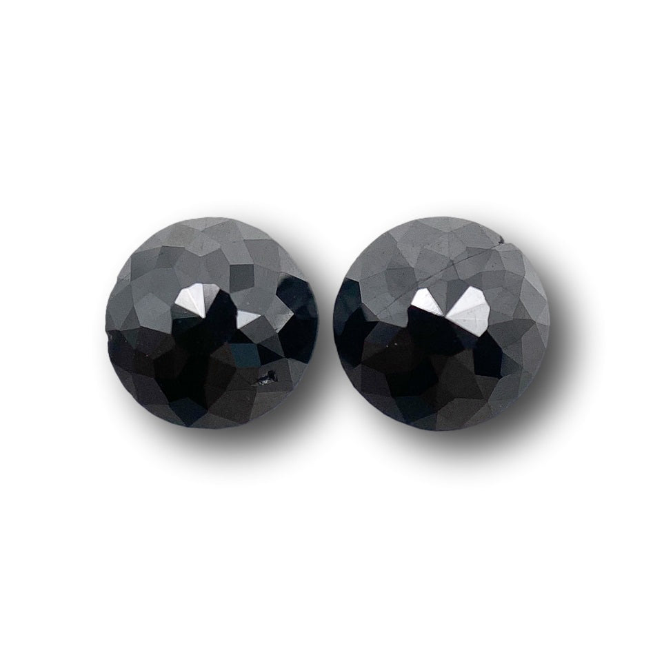 1.21cttw | Black Round Shape Rose Cut Diamond Matched Pair-Modern Rustic Diamond