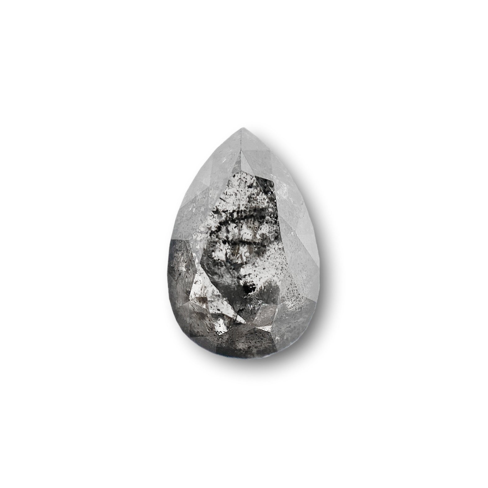 1.28ct | Salt & Pepper Pear Shape Rose Cut Diamond - Modern Rustic Diamond