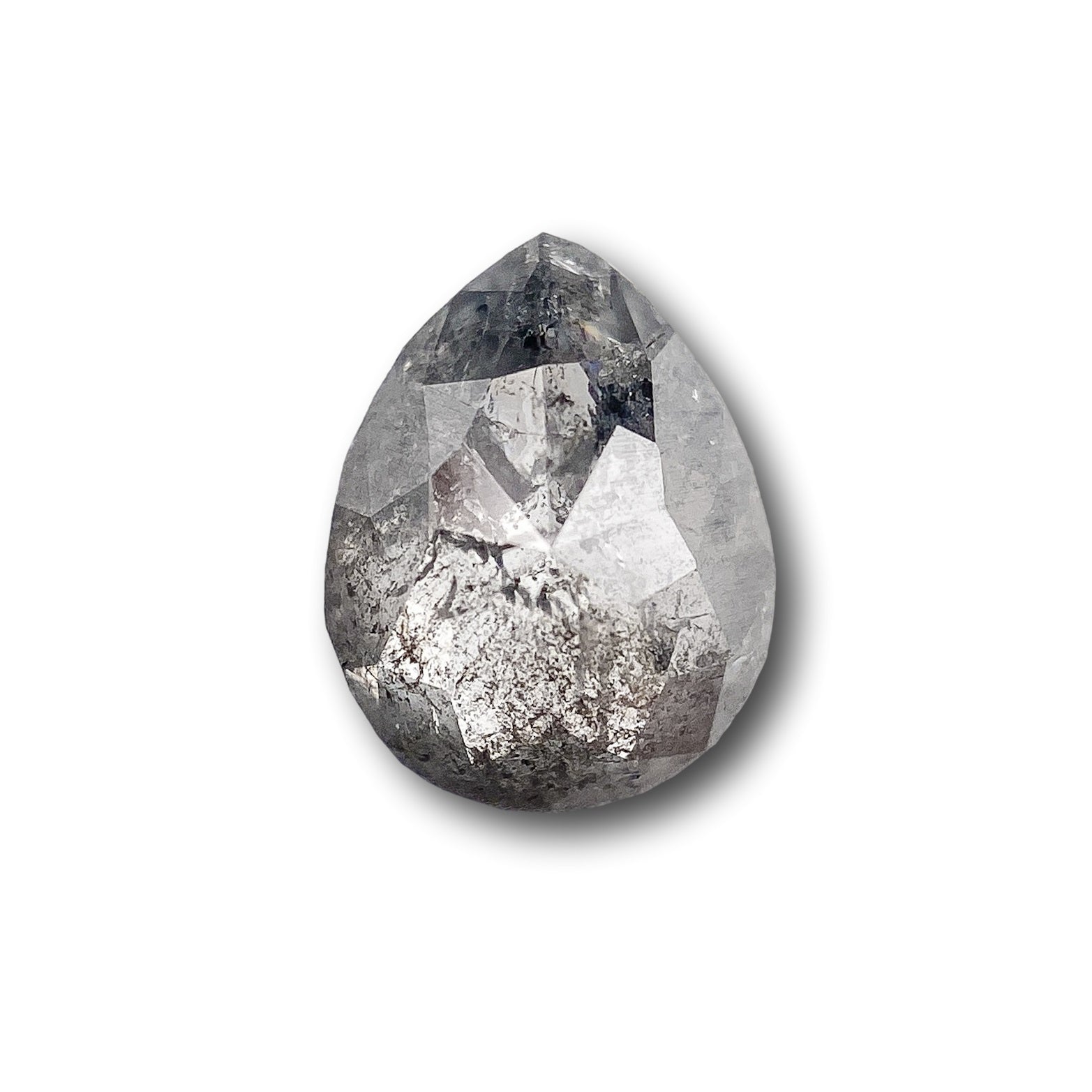 0.96ct | Salt & Pepper Pear Shape Rose Cut Diamond - Modern Rustic Diamond