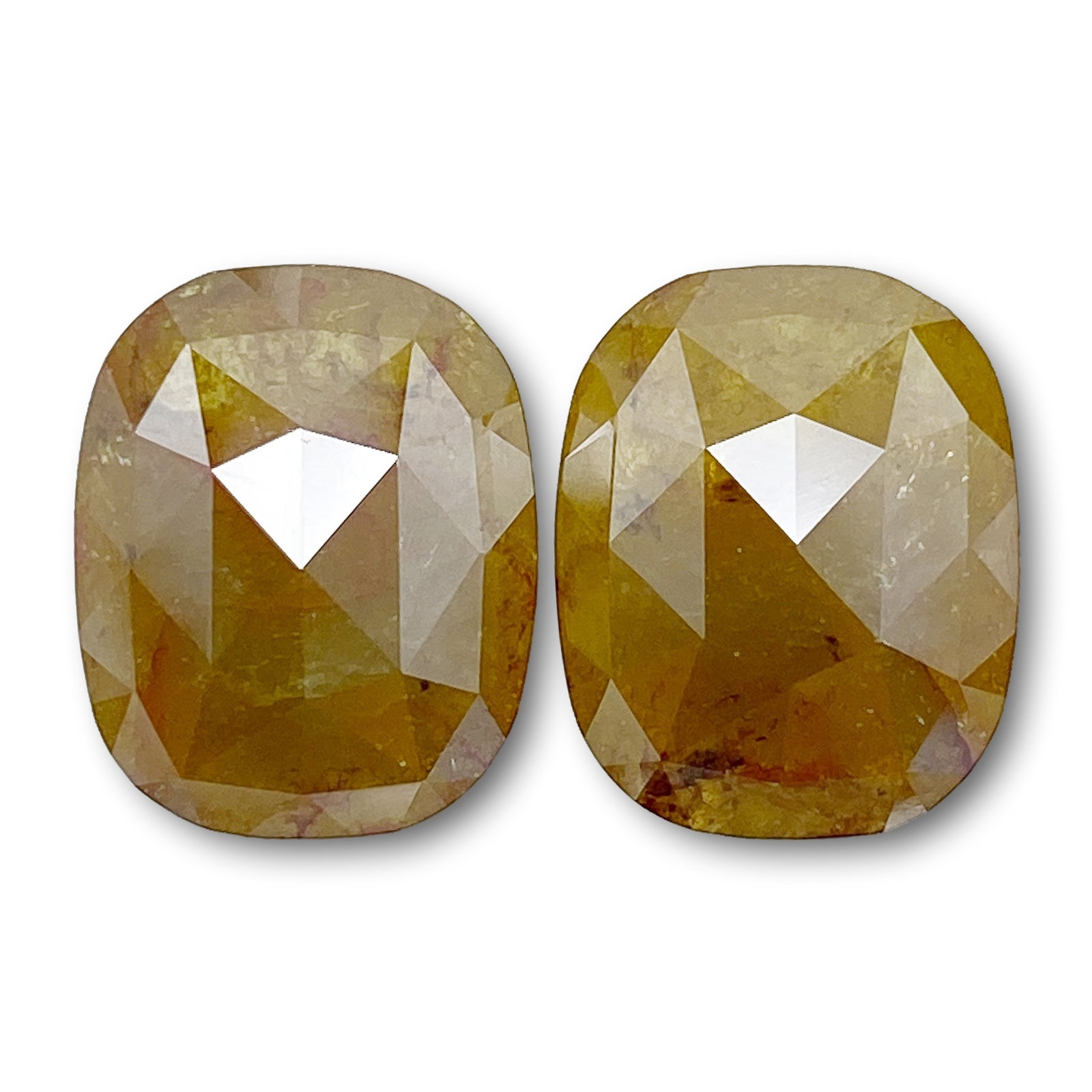 11.37cttw | Rustic  Cushion Shape Rose Cut Diamond Matched Pair - Modern Rustic Diamond