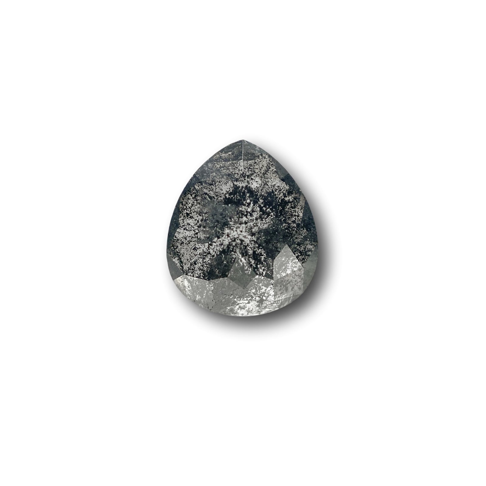 1.13ct | Salt & Pepper Pear Shape Rose Cut Diamond - Modern Rustic Diamond