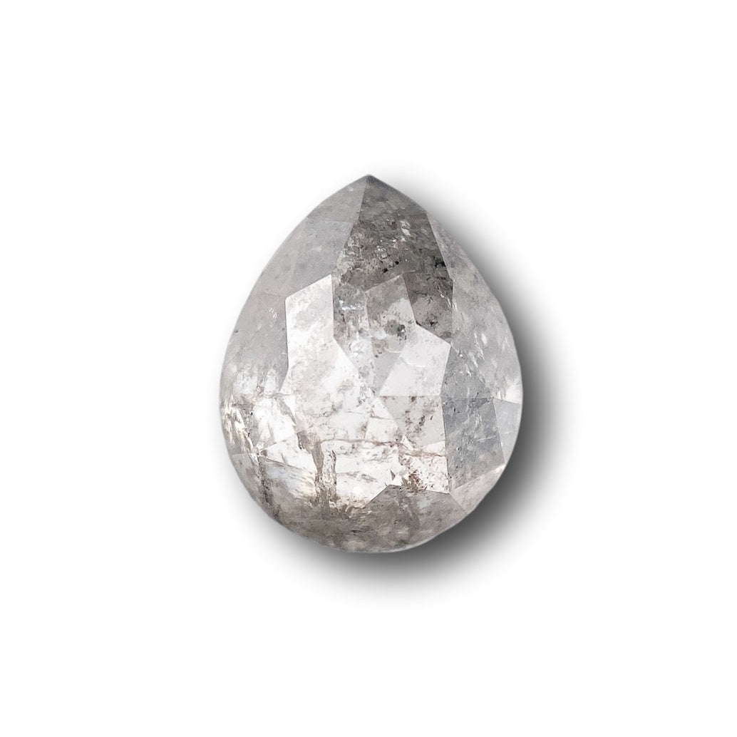 2.01ct | Salt & Pepper Pear Shape Rose Cut Diamond - Modern Rustic Diamond
