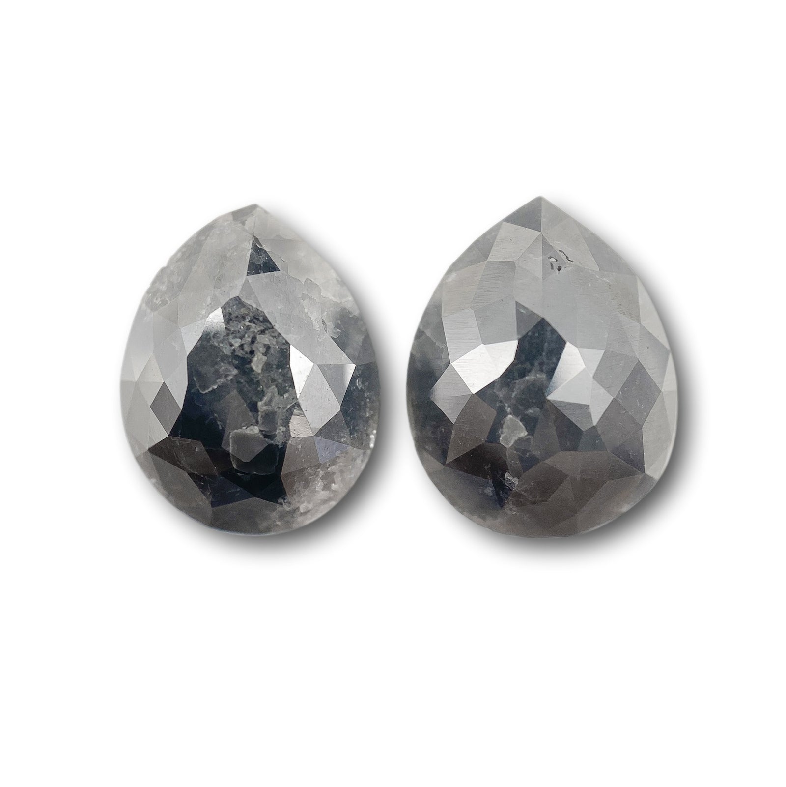 6.06cttw | Rustic Gray  Pear Shape Brilliant Cut Diamond Matched Pair - Modern Rustic Diamond