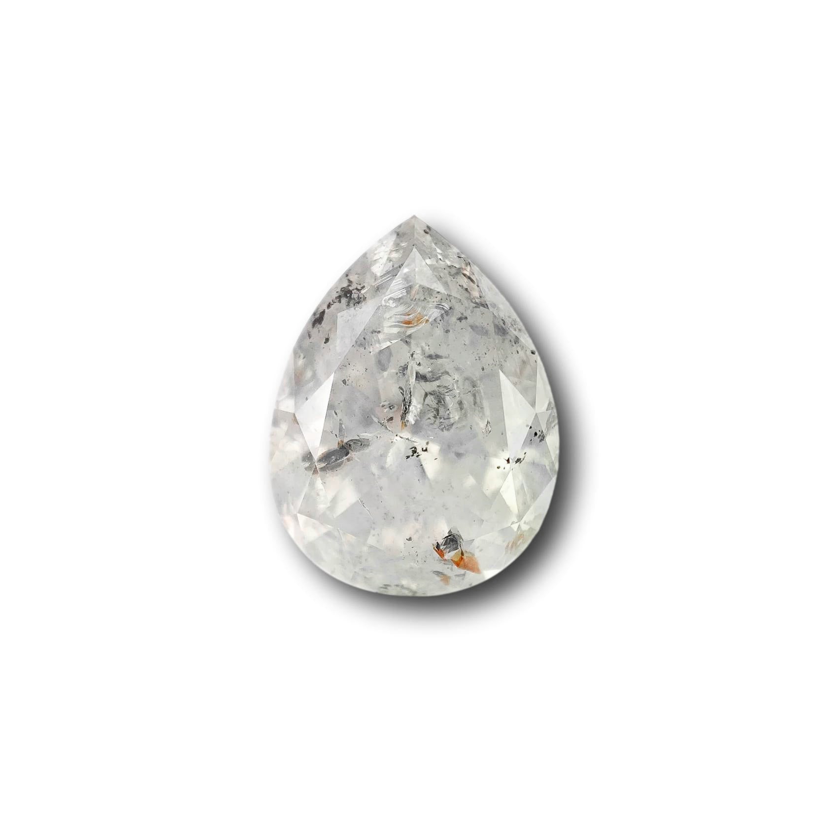 3.65ct | Salt & Pepper Pear Shape Brilliant Cut Diamond - Modern Rustic Diamond