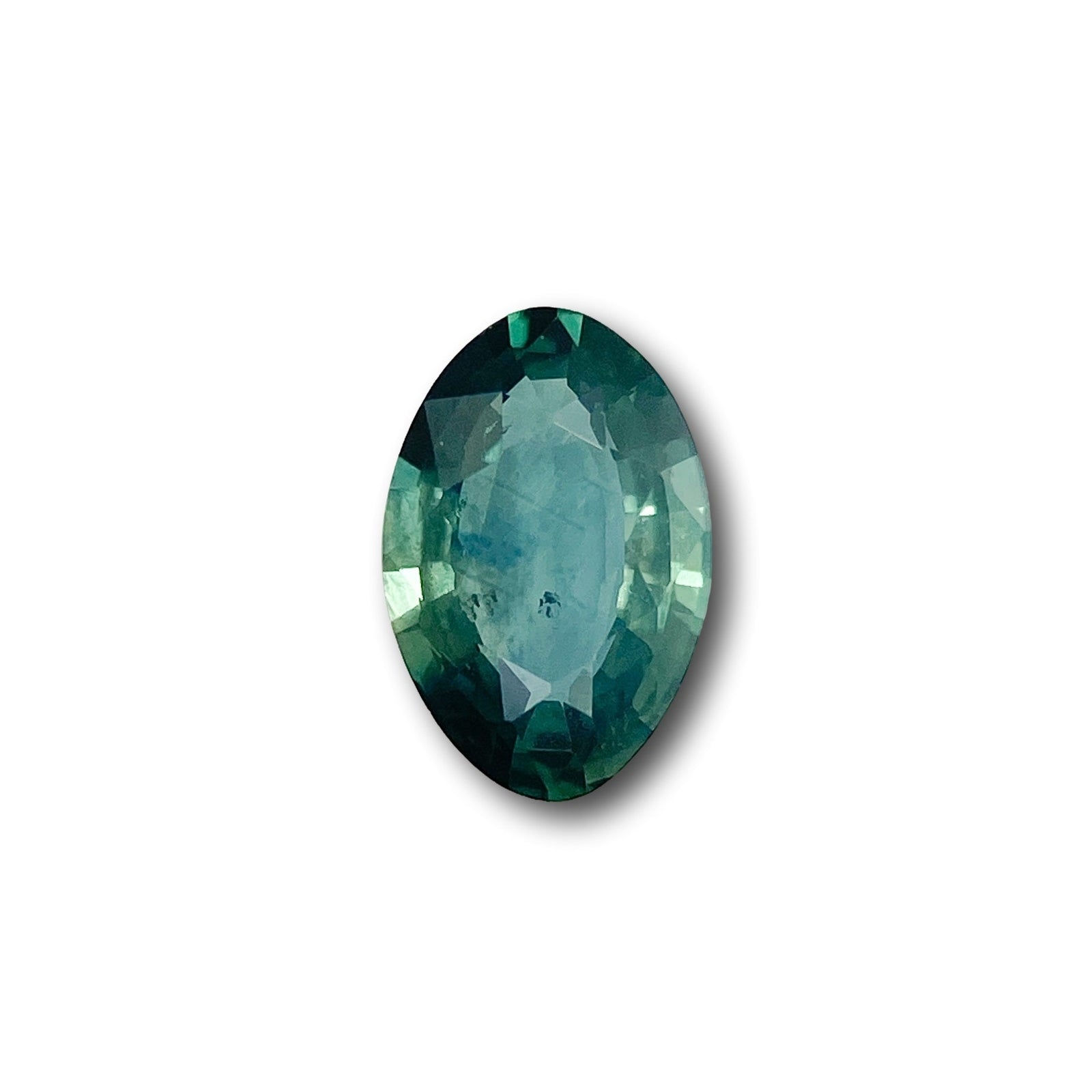 1.23ct | Brilliant Cut Moval Shape Blue Green Montana Sapphire-Modern Rustic Diamond
