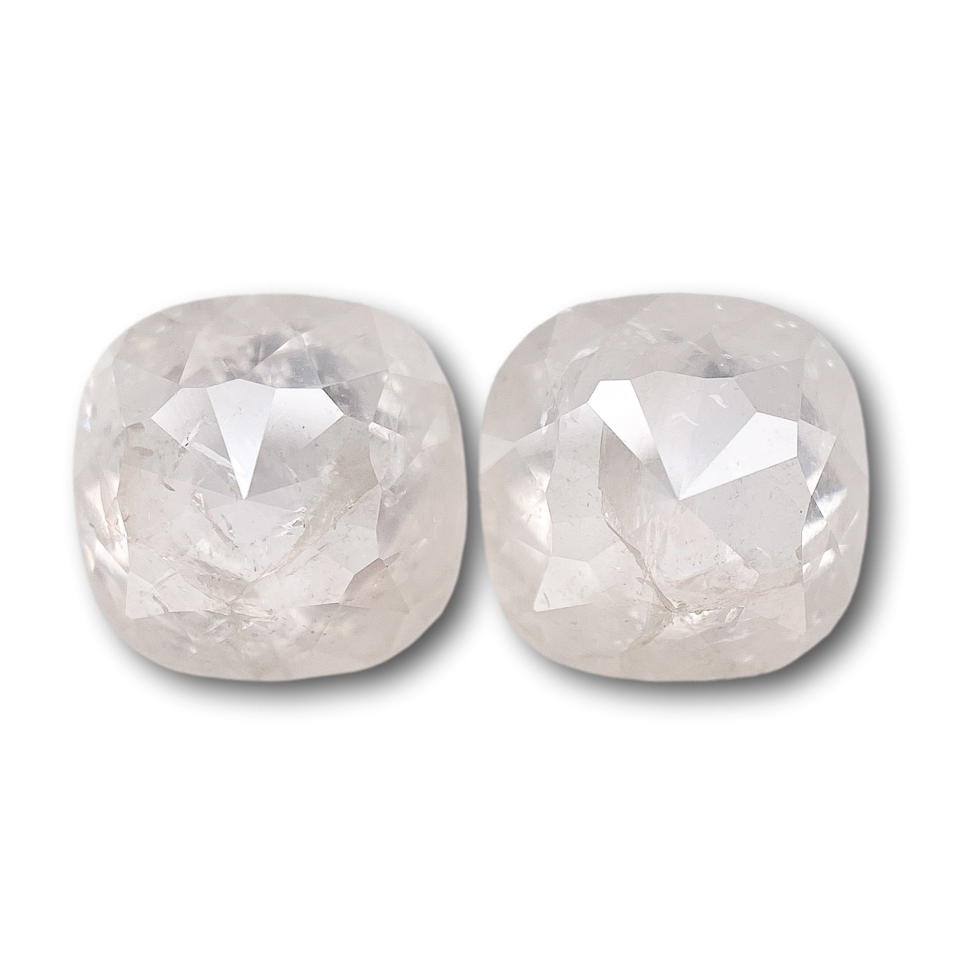 3.18cttw | Rustic Cushion Shape Rose Cut Diamond Matched Pair - Modern Rustic Diamond