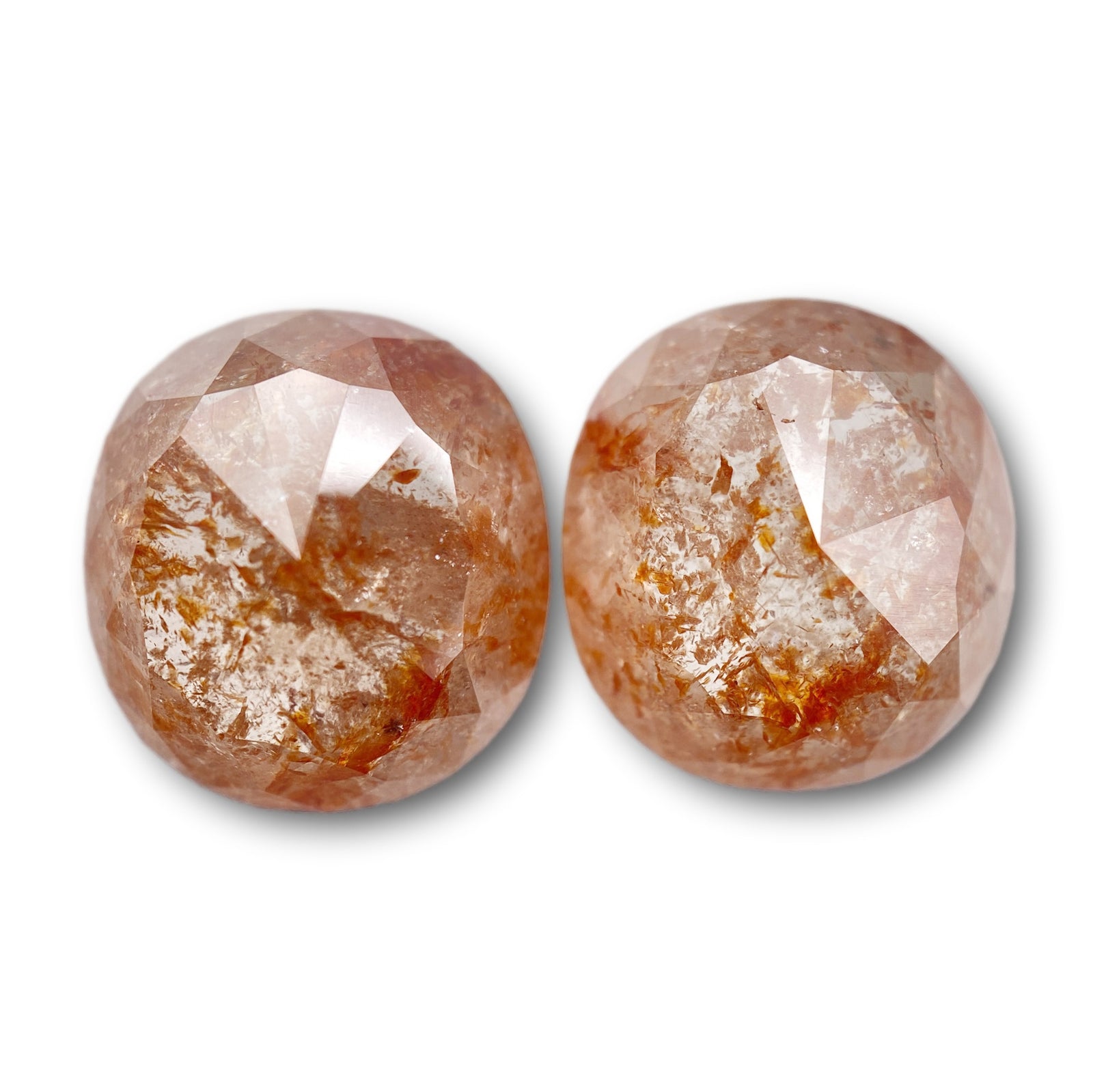13.33cttw | Salt & Pepper Cushion Shape Rose Cut Diamond Matched Pair - Modern Rustic Diamond