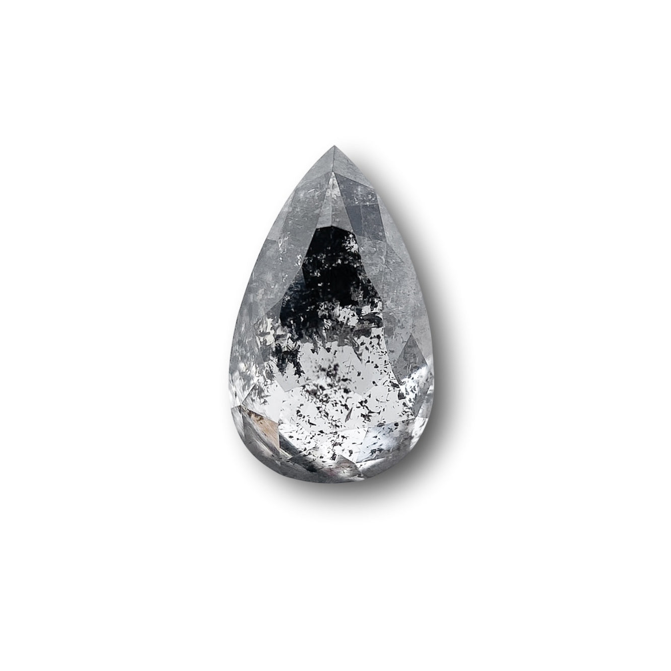 0.79ct | Salt & Pepper Pear Shape Rose Cut Diamond - Modern Rustic Diamond