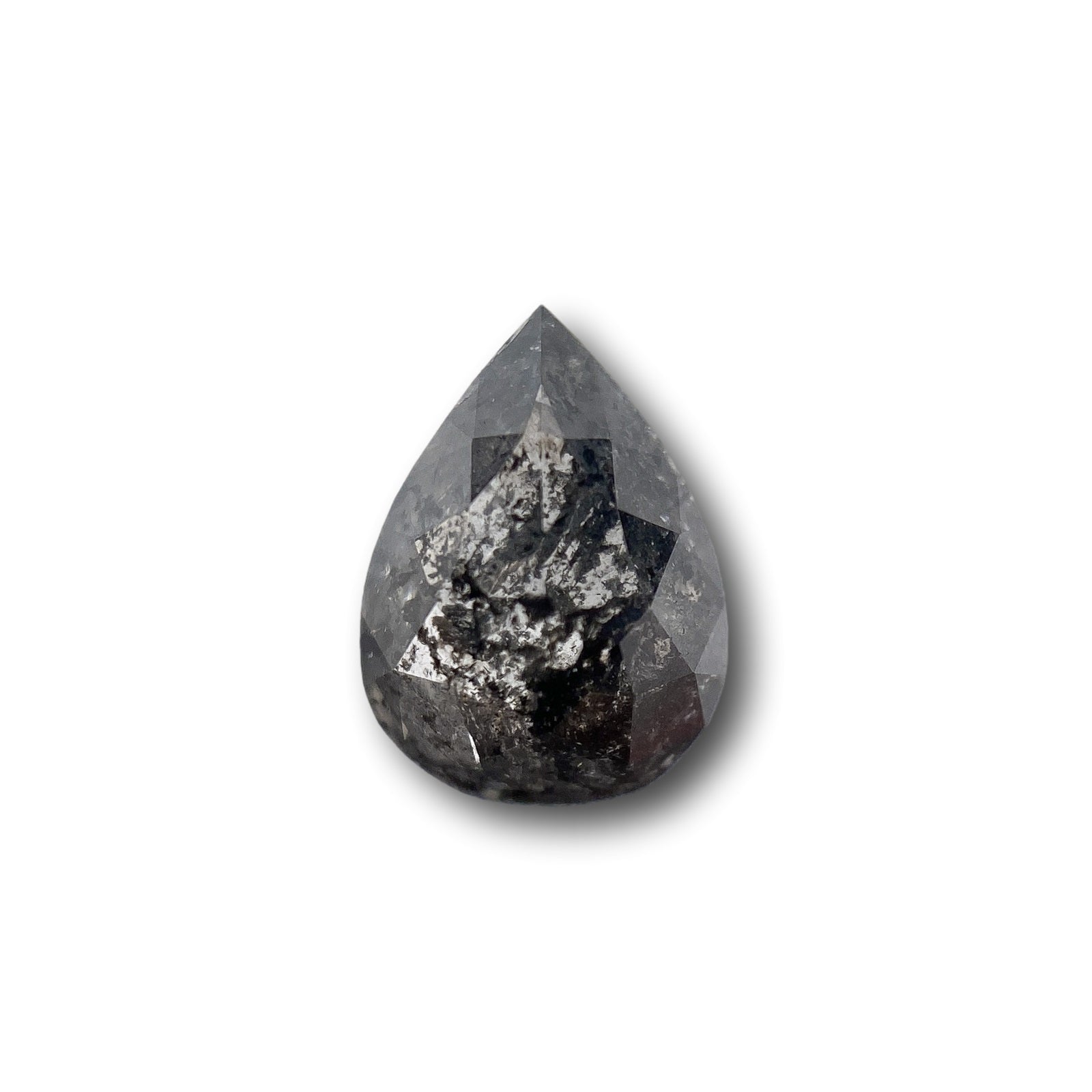 1.00ct | Salt & Pepper Pear Shape Rose Cut Diamond - Modern Rustic Diamond