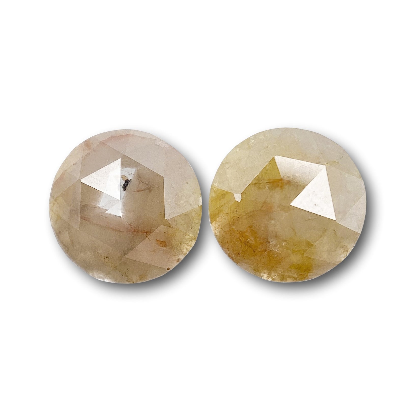 1.24cttw | Rustic  Round Shape Rose Cut Diamond Matched Pair - Modern Rustic Diamond