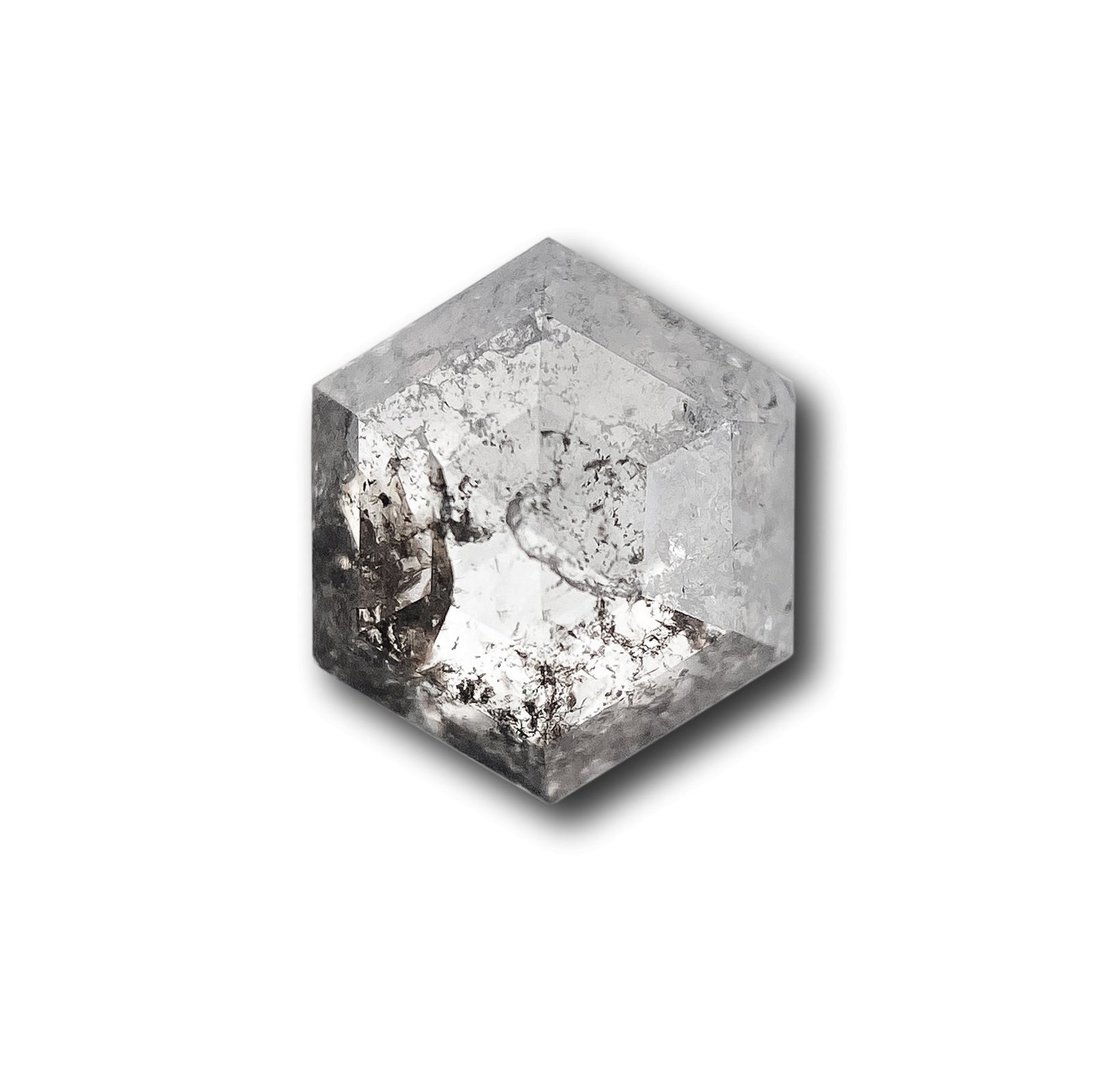 1.07ct | Salt & Pepper Hexagon Shape Rose Cut Diamond - Modern Rustic Diamond