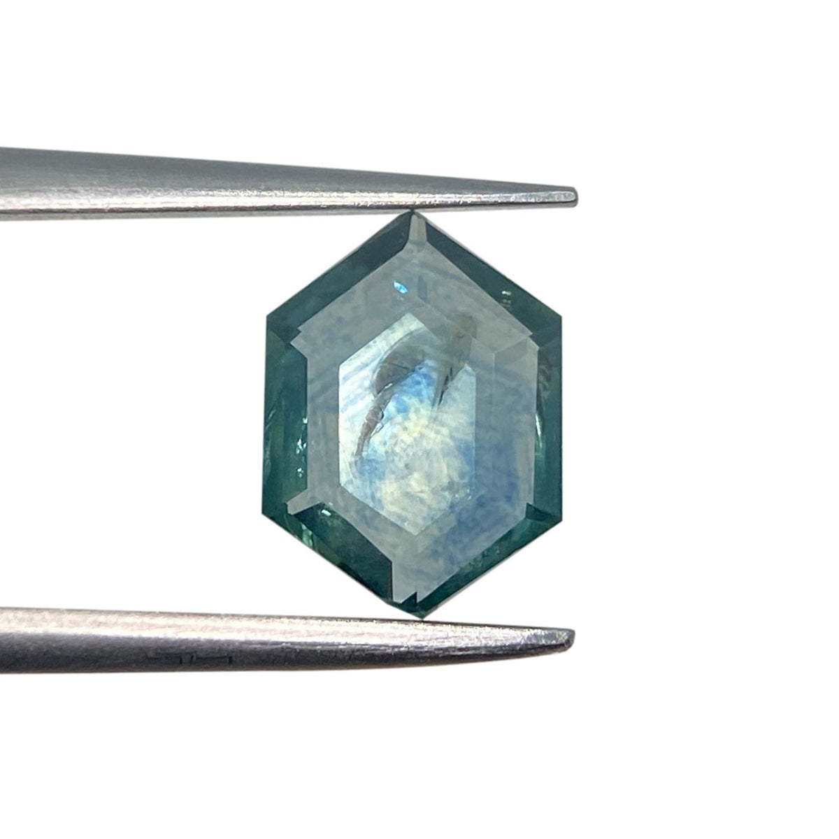 1.26ct | Portrait Cut Hexagon Shape Blue Green Montana Sapphire-Modern Rustic Diamond