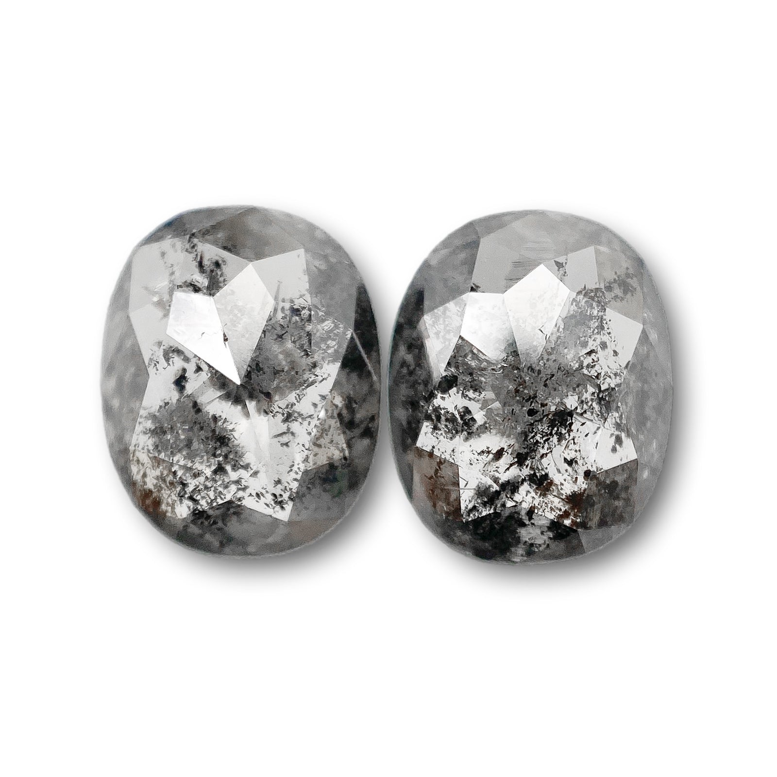 2.02cttw | Rustic Oval Shape Rose Cut Diamond Matched Pair - Modern Rustic Diamond