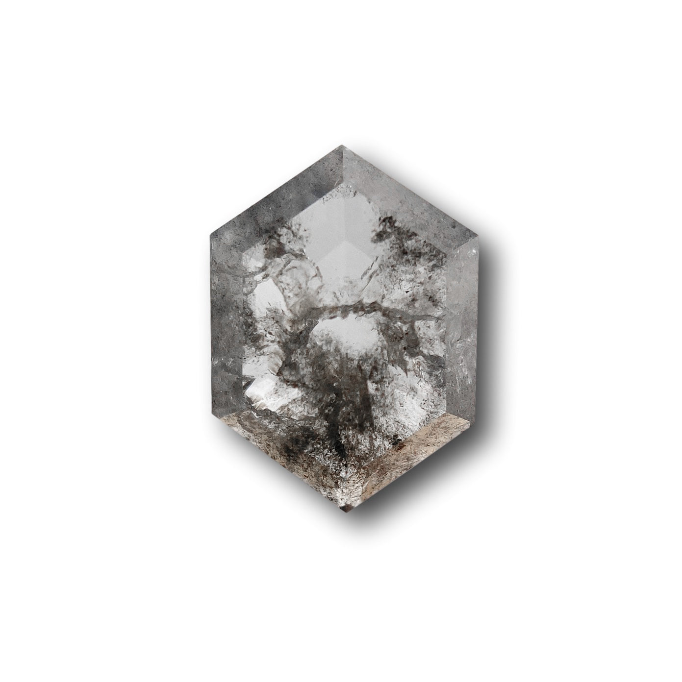 1.08ct | Salt & Pepper Hexagon Shape Rose Cut Diamond - Modern Rustic Diamond