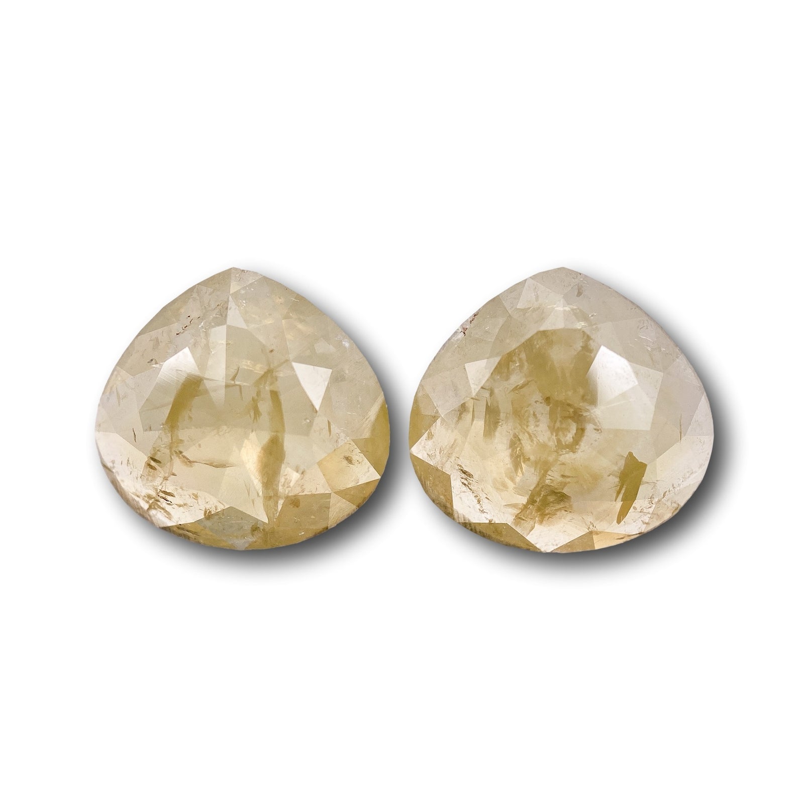 4.69cttw | Salt & Pepper Pear Shape Rose Cut Diamond Matched Pair - Modern Rustic Diamond