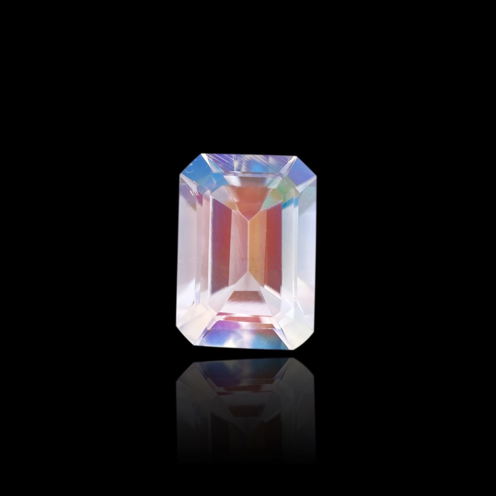 1.97ct |  Emerald Shape Step Cut Moonstone - Modern Rustic Diamond