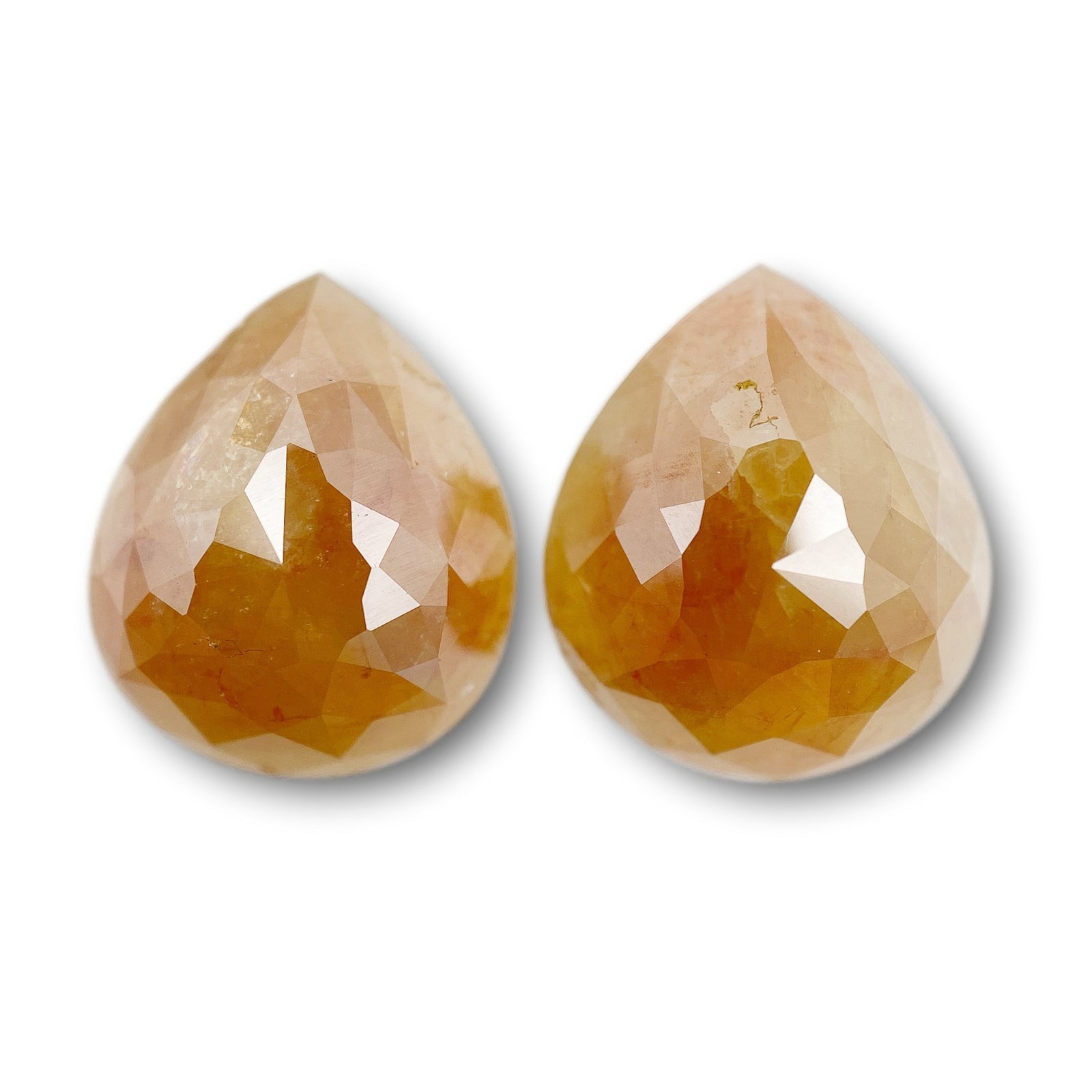 9.57cttw | Salt & Pepper Pear Shape Rose Cut Diamond Matched Pair - Modern Rustic Diamond