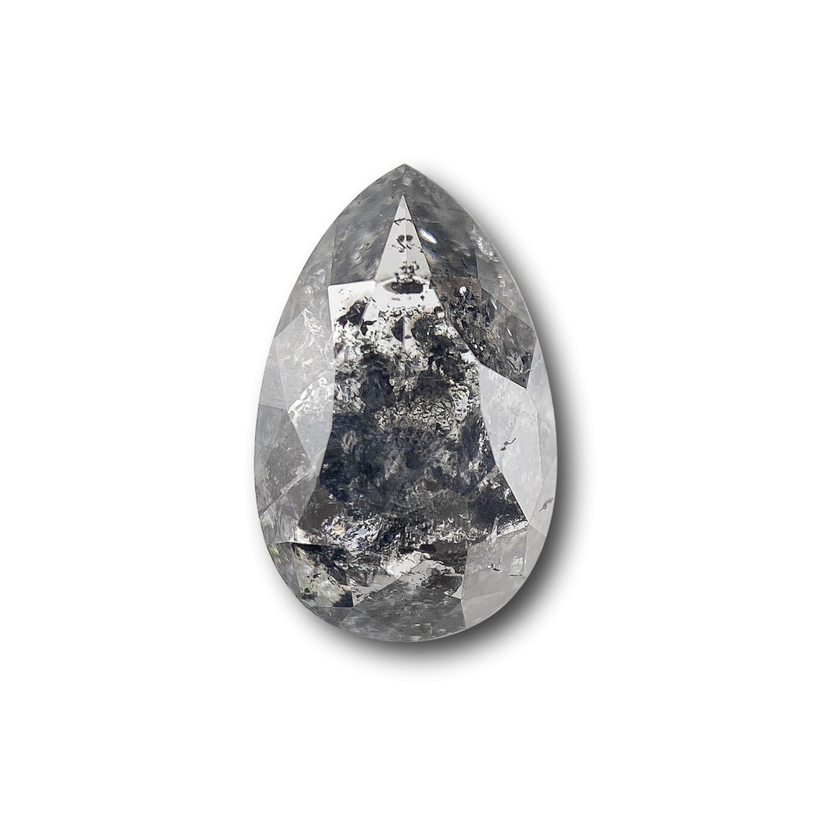1.06ct | Salt & Pepper Pear Shape Rose Cut Diamond - Modern Rustic Diamond