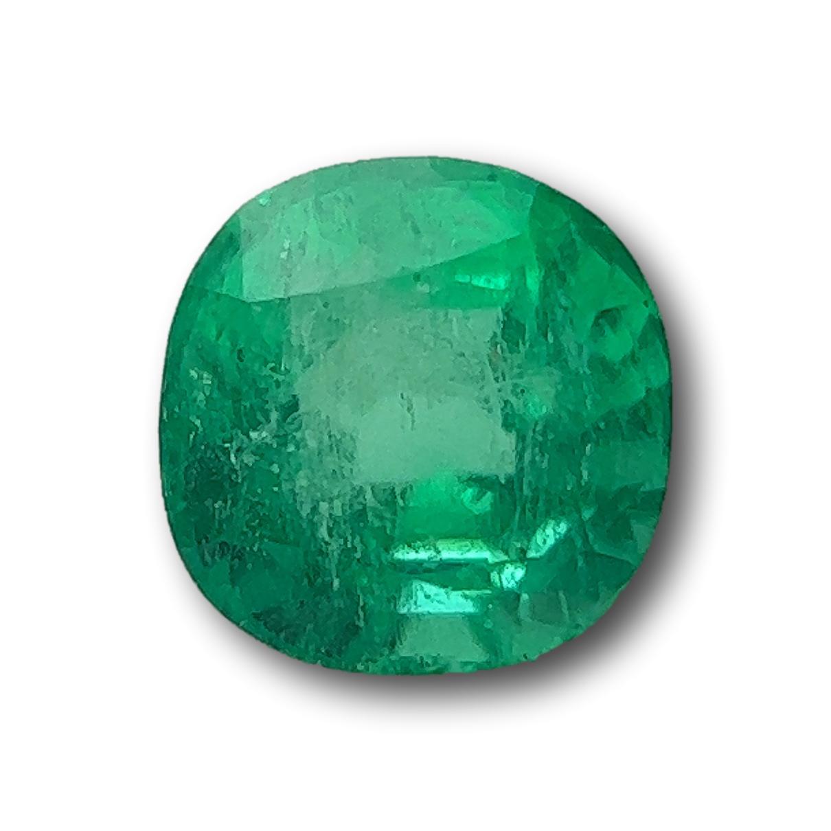 1.29ct | Brilliant Cut Cushion Shape Muzo Origin Emerald-Modern Rustic Diamond