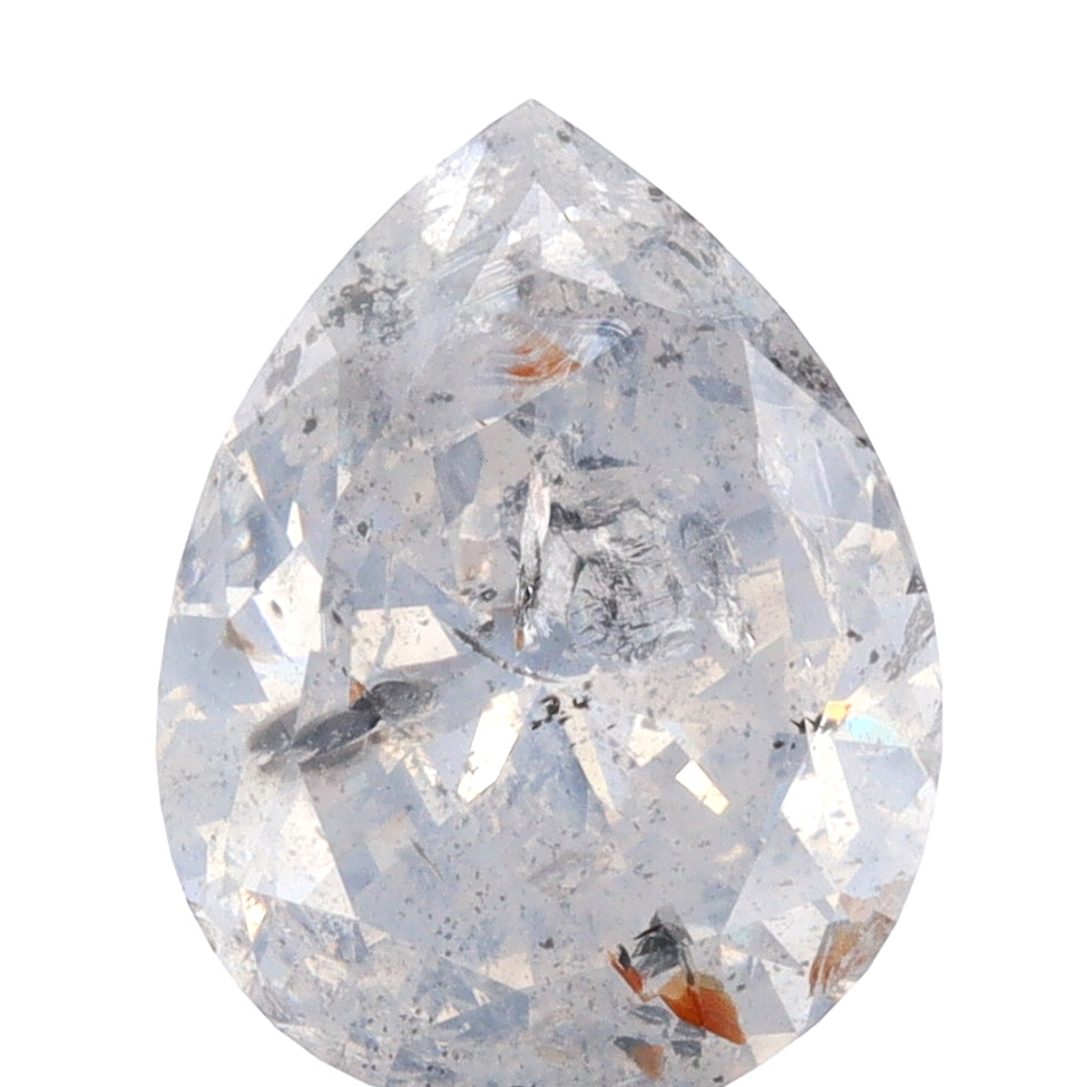 3.65ct | Salt & Pepper Pear Shape Brilliant Cut Diamond - Modern Rustic Diamond