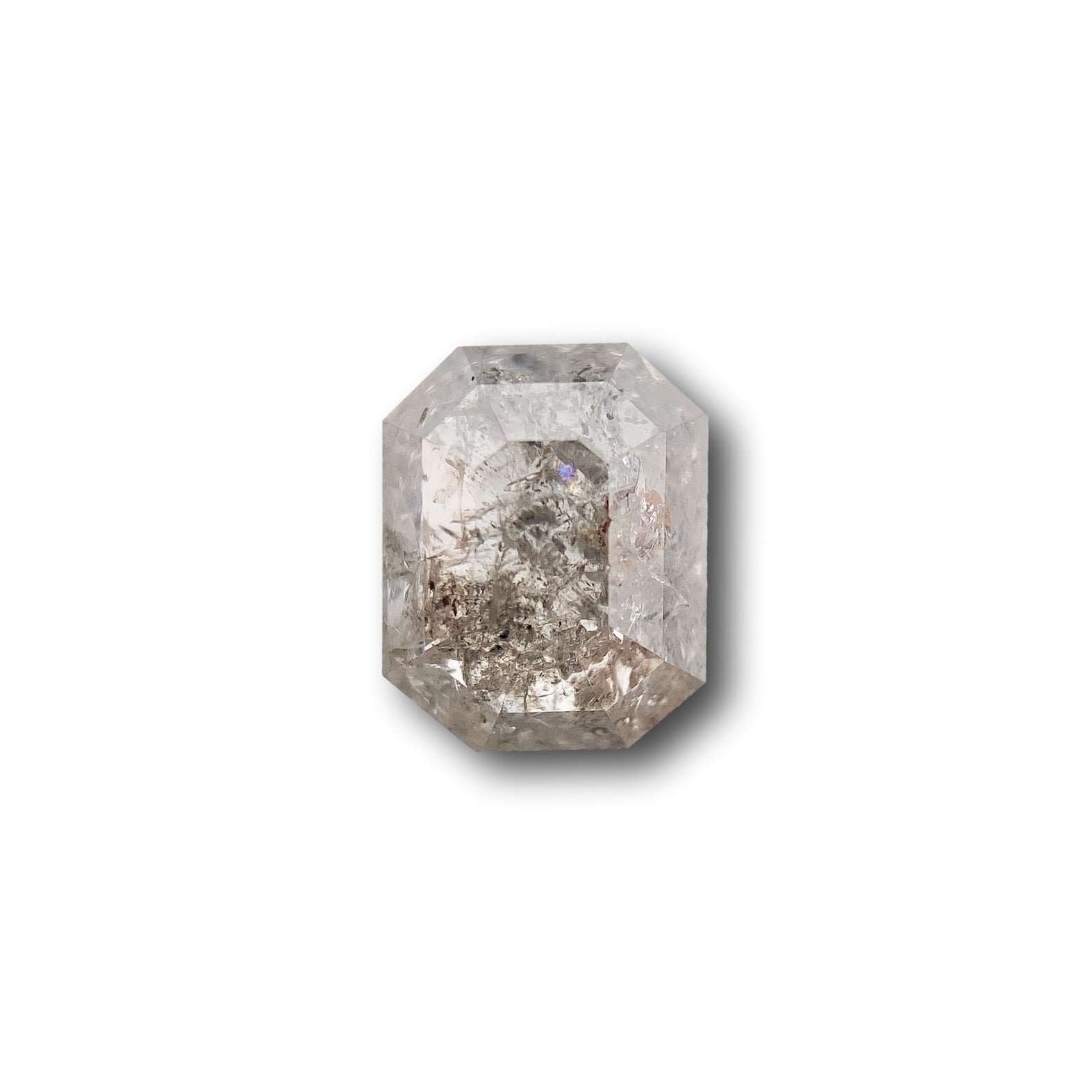 0.80ct | Salt & Pepper Emerald Shape Step Cut Diamond - Modern Rustic Diamond