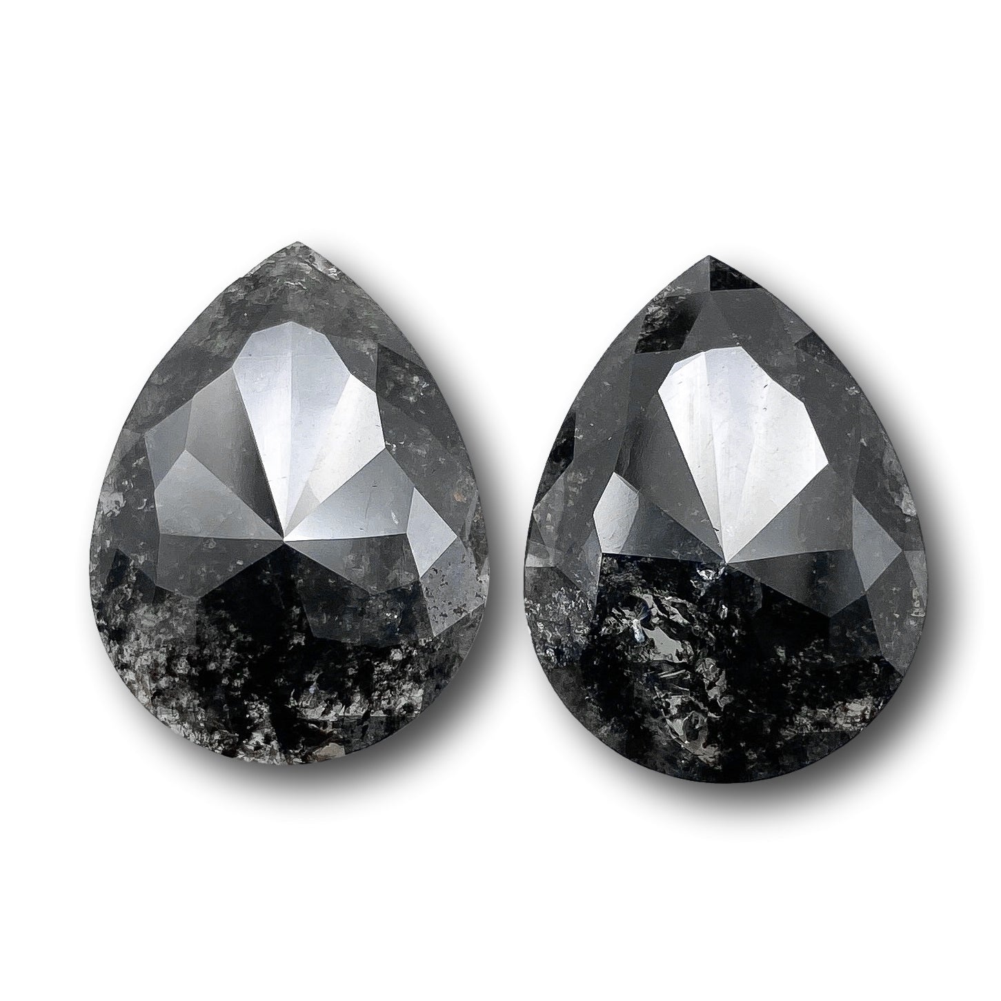27.38cttw | Rustic  Pear Shape Rose Cut Diamond Matched Pair - Modern Rustic Diamond