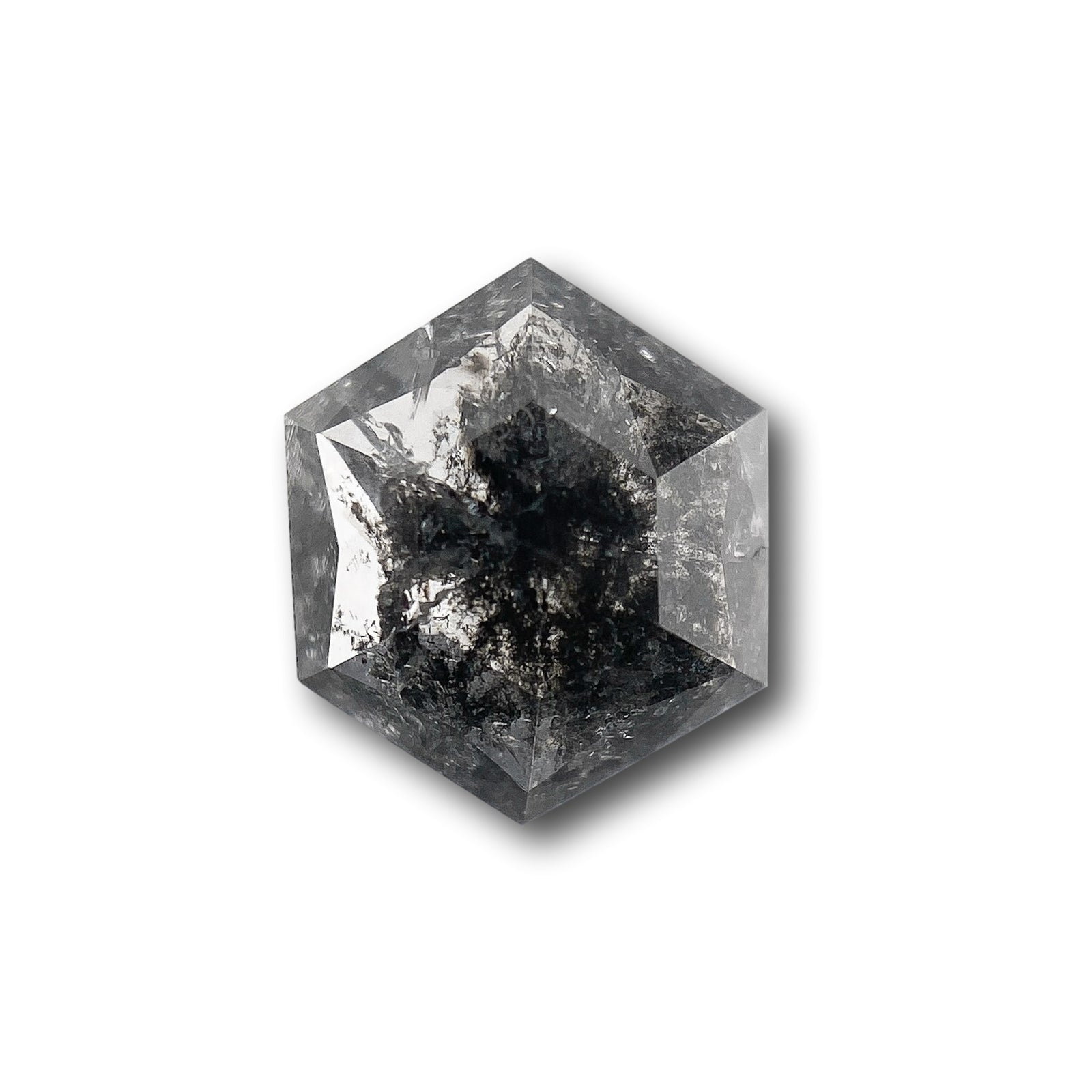 0.88ct | Salt & Pepper Hexagon Shape Rose Cut Diamond - Modern Rustic Diamond