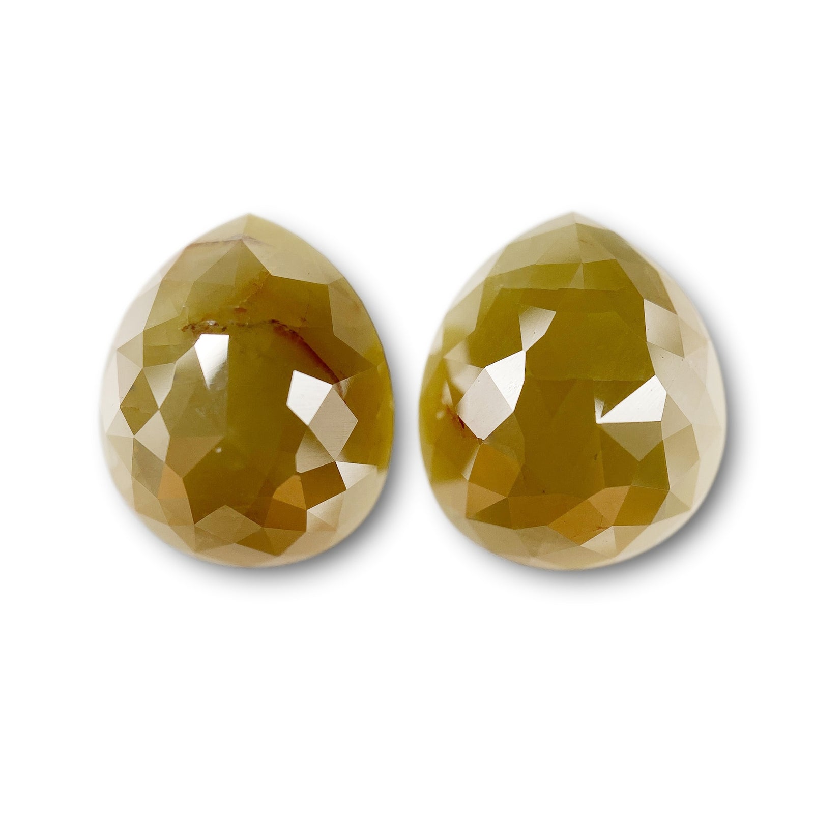 9.47cttw | Rustic  Pear Shape Rose Cut Diamond Matched Pair - Modern Rustic Diamond
