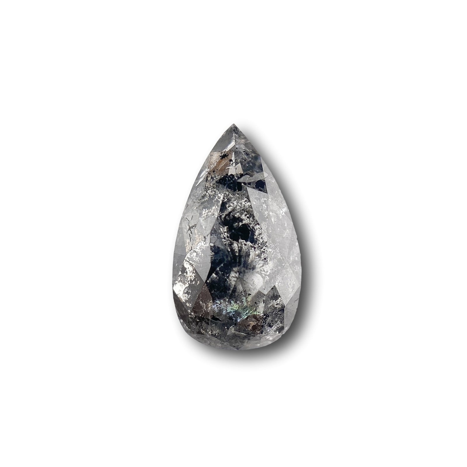1.24ct | Salt & Pepper Pear Shape Rose Cut Diamond - Modern Rustic Diamond