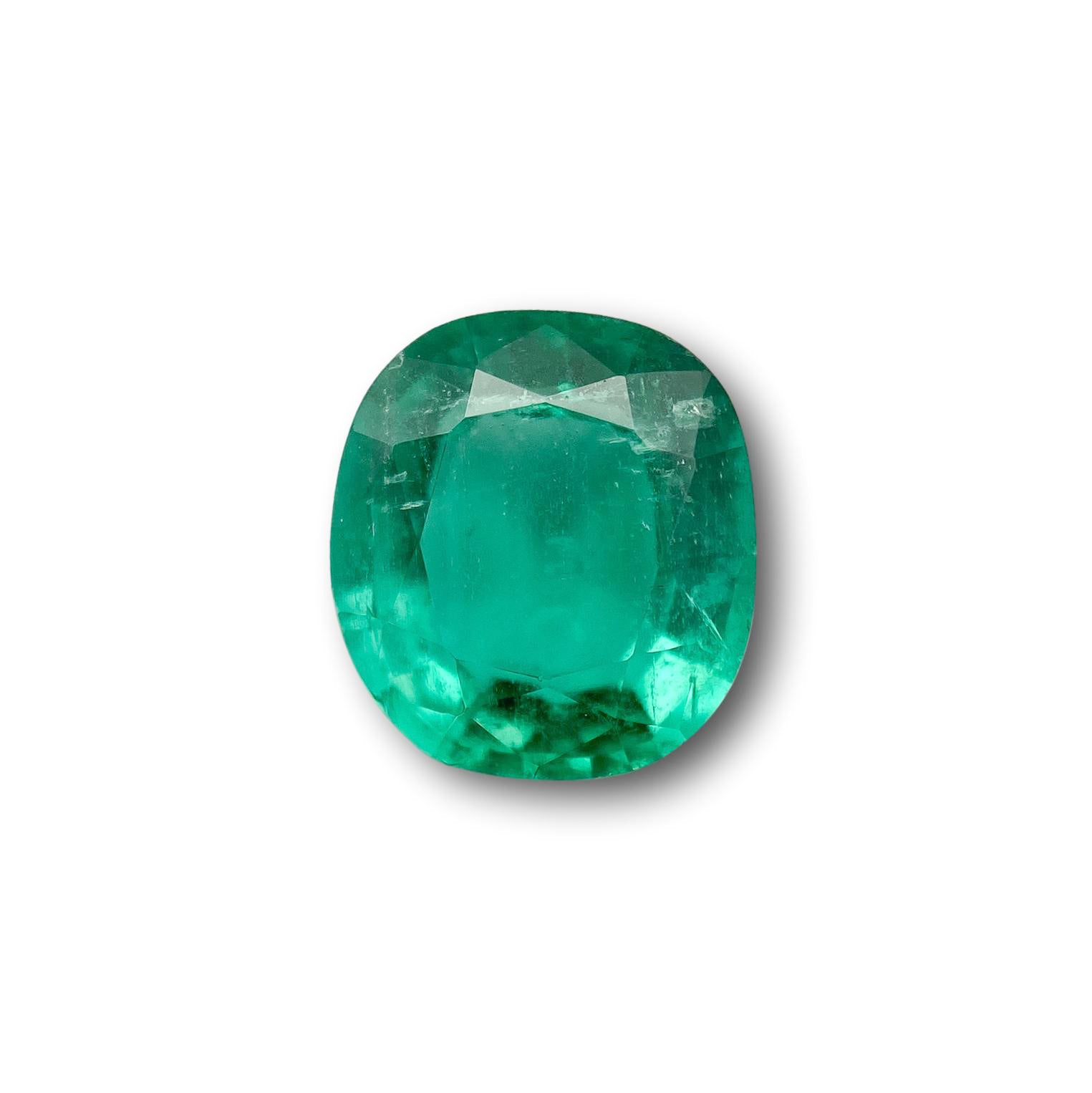 2.26ct | Brilliant Cut Cushion Shape Brazil Emerald - Modern Rustic Diamond
