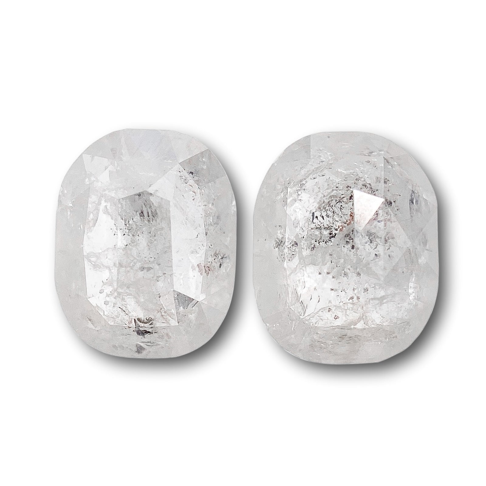 1.22cttw | Salt & Pepper Cushion Shape Rose Cut Diamond Matched Pair - Modern Rustic Diamond