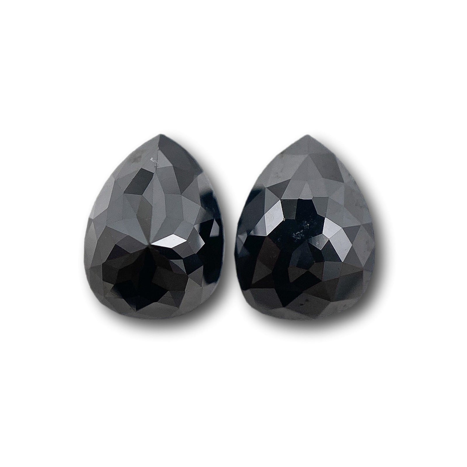 1.31cttw | Black Pear Shape Rose Cut Diamond Matched Pair-Modern Rustic Diamond