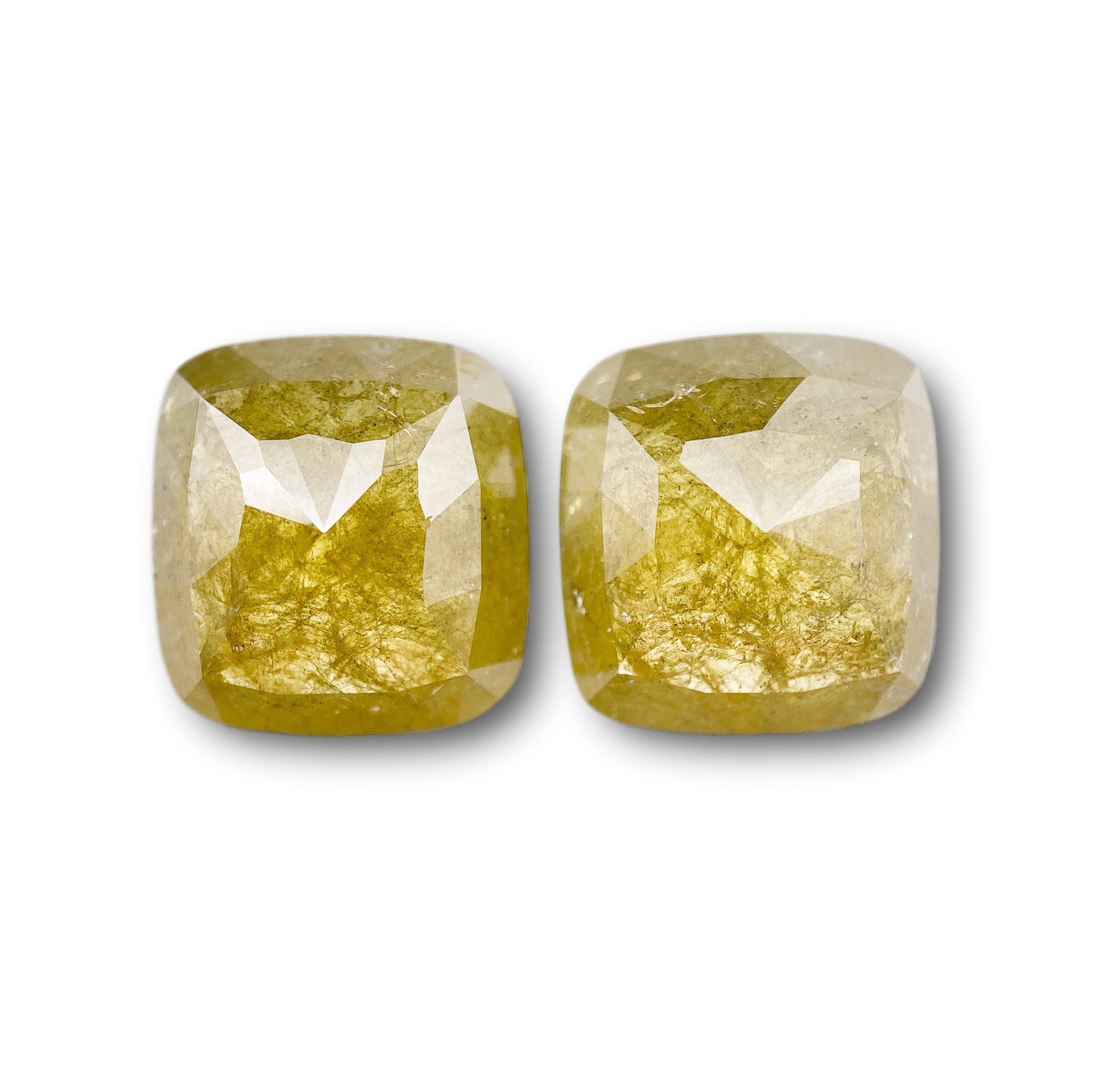 7.34cttw | Salt & Pepper Cushion Shape Rose Cut Diamond Matched Pair - Modern Rustic Diamond