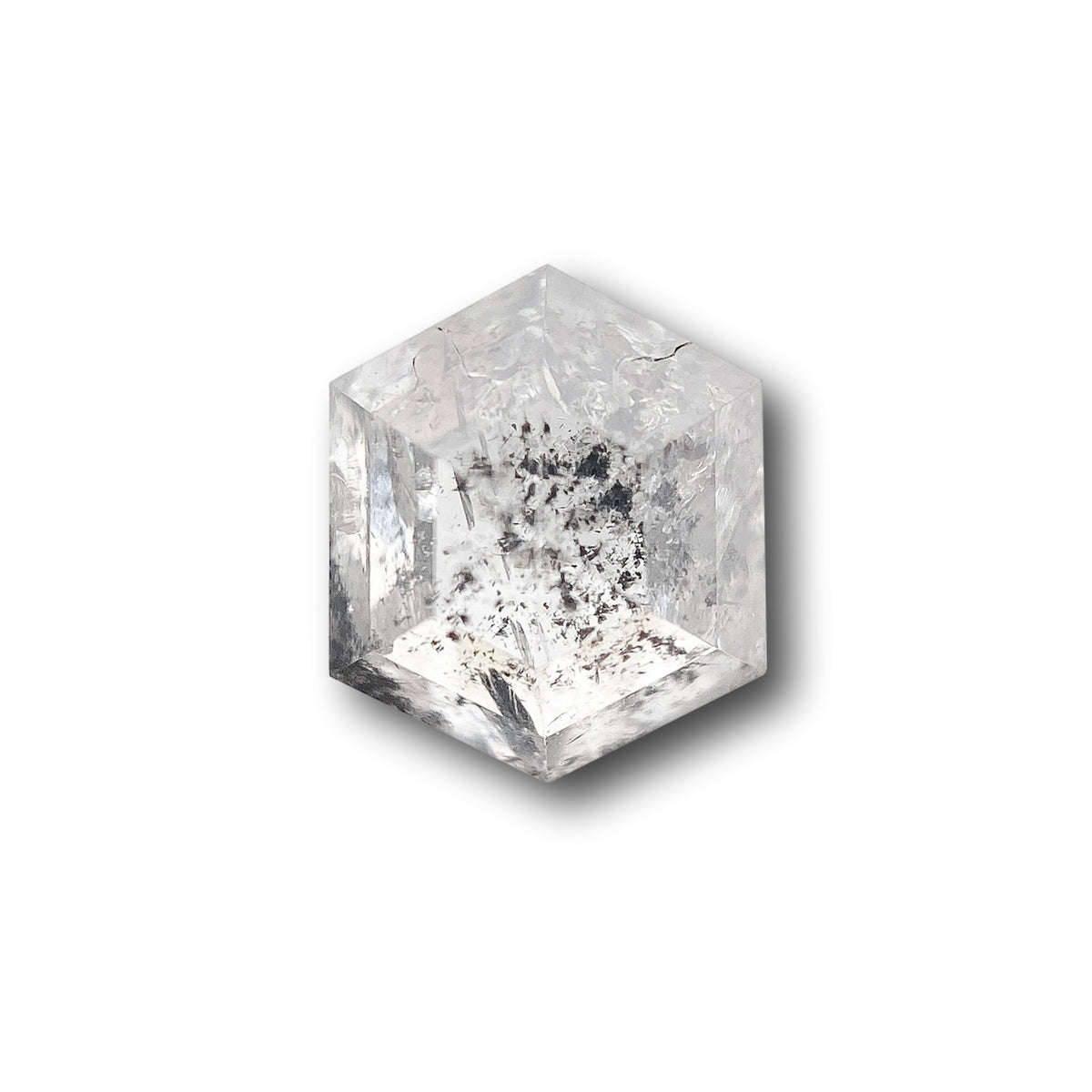 0.95ct | Salt &amp; Pepper Hexagon Shape Rose Cut Diamond - Modern Rustic Diamond