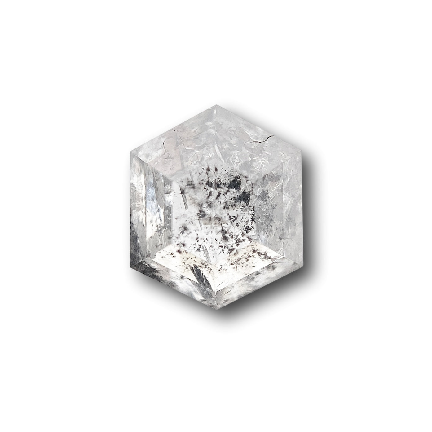 0.95ct | Salt & Pepper Hexagon Shape Rose Cut Diamond - Modern Rustic Diamond