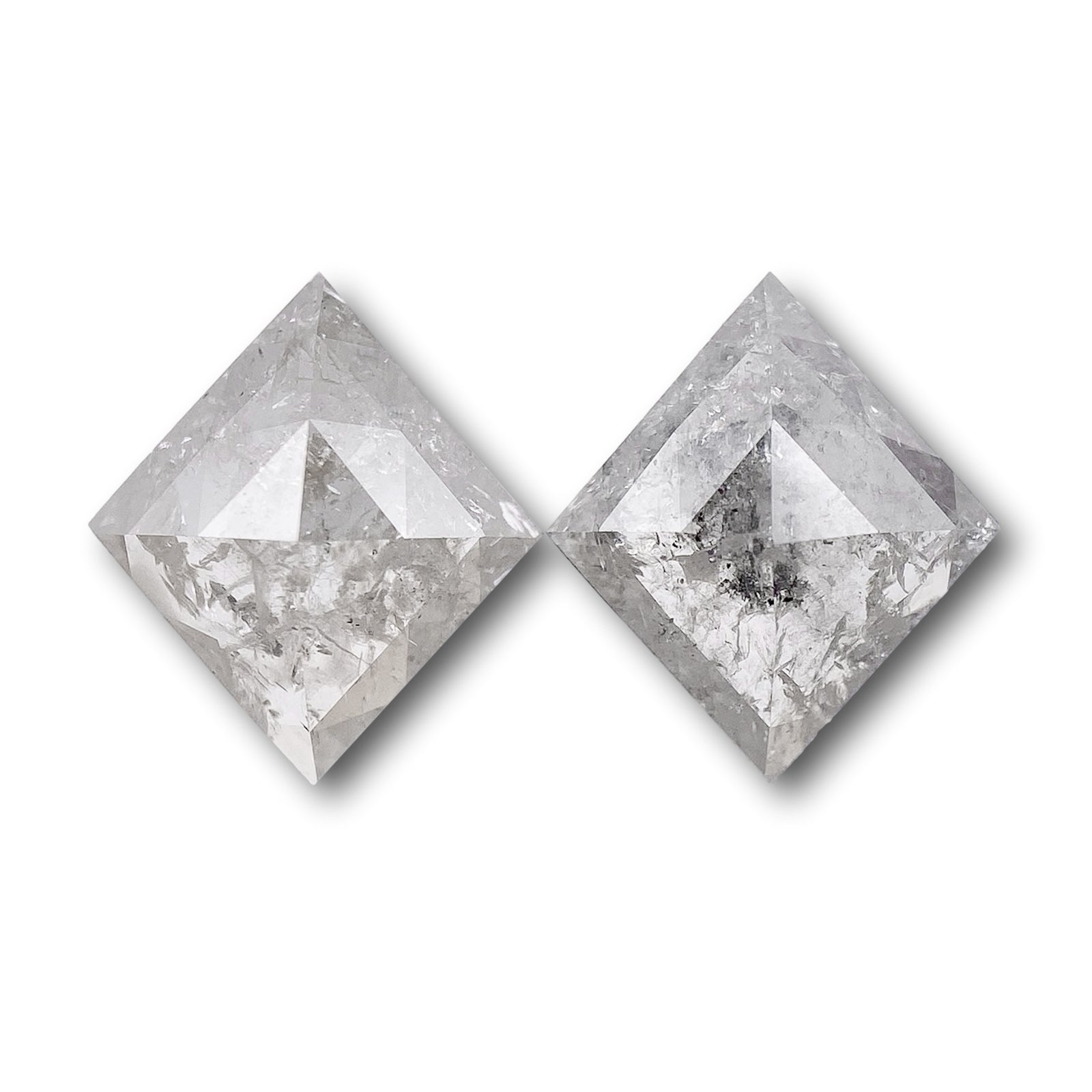1.93cttw | Rustic  Lozenge Shape Rose Cut Diamond Matched Pair - Modern Rustic Diamond