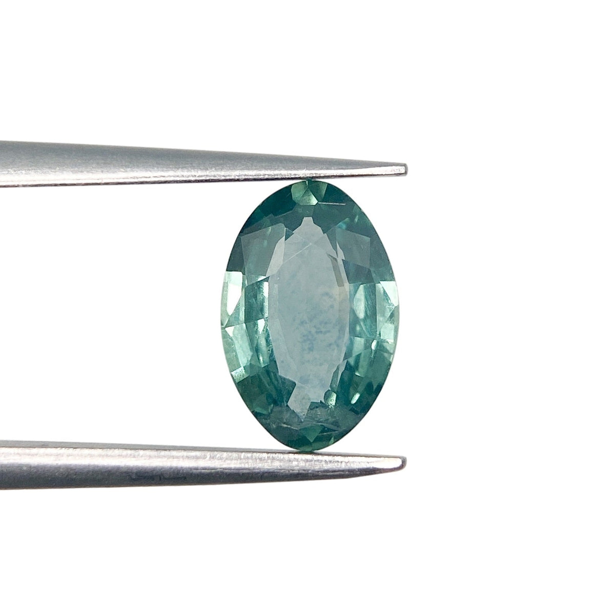 1.34ct | Brilliant Cut Moval Shape Blue Green Montana Sapphire-Modern Rustic Diamond