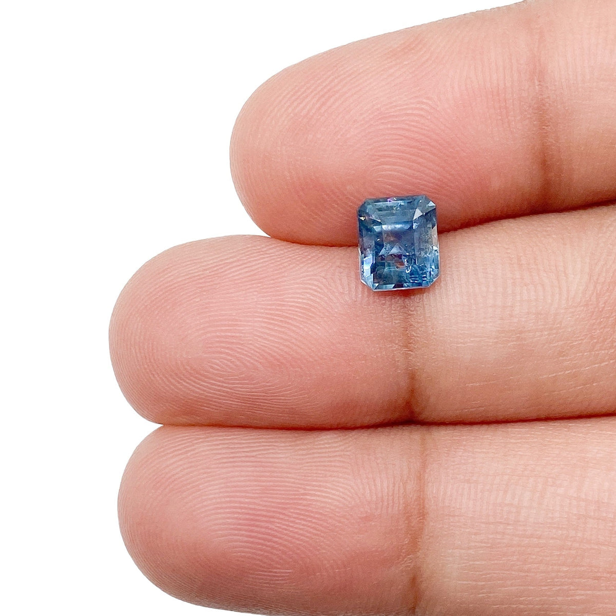 1.34ct | Emerald Cut Blue Montana Sapphire-Modern Rustic Diamond
