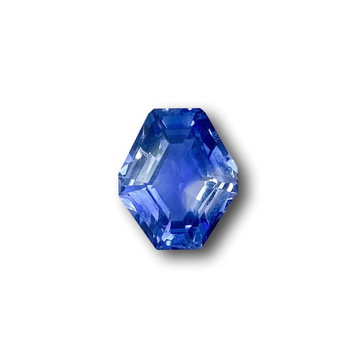 1.34ct | Step Cut Hexagon Shape Blue Sapphire-Modern Rustic Diamond