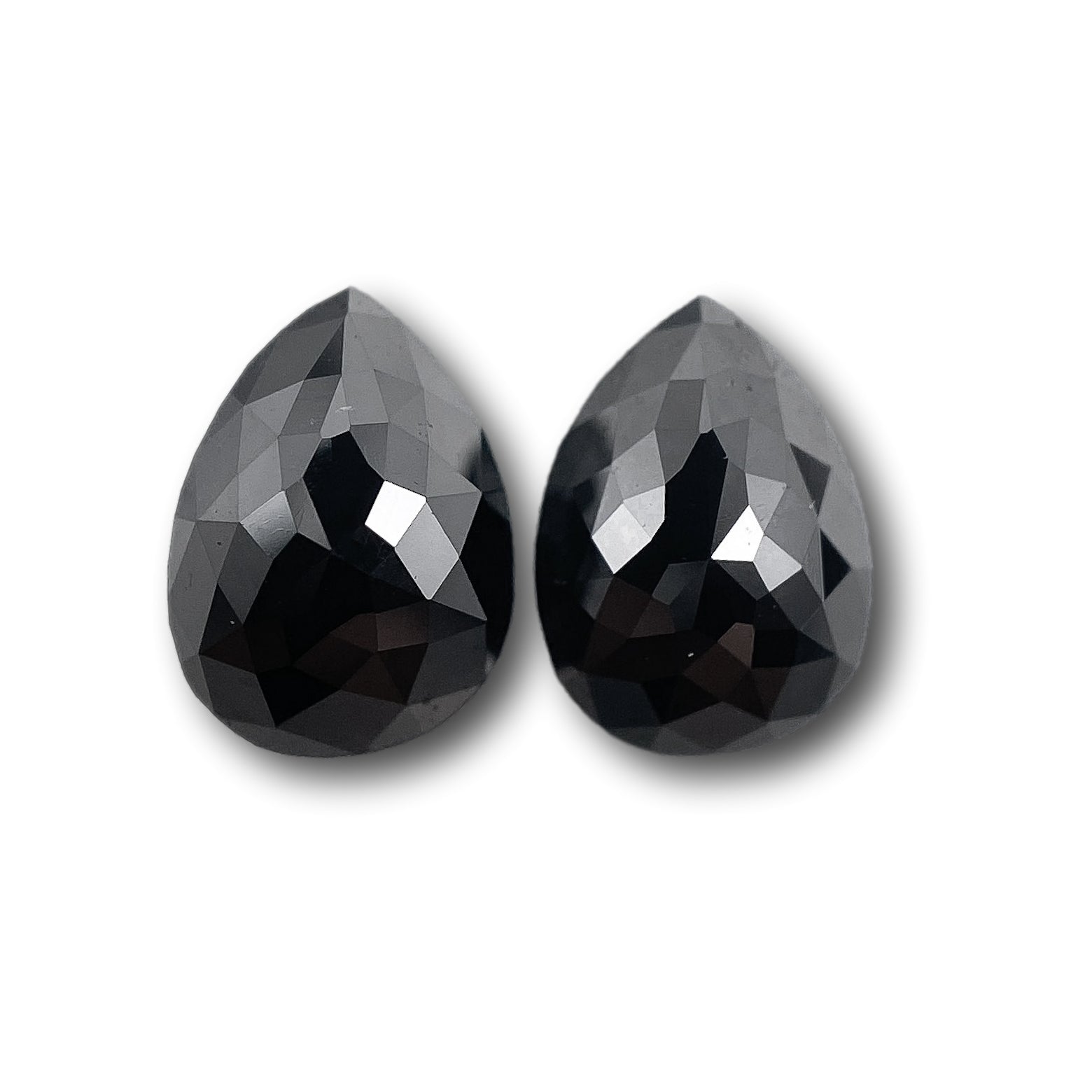 1.34cttw | Black Pear Shape Rose Cut Diamond Matched Pair-Modern Rustic Diamond