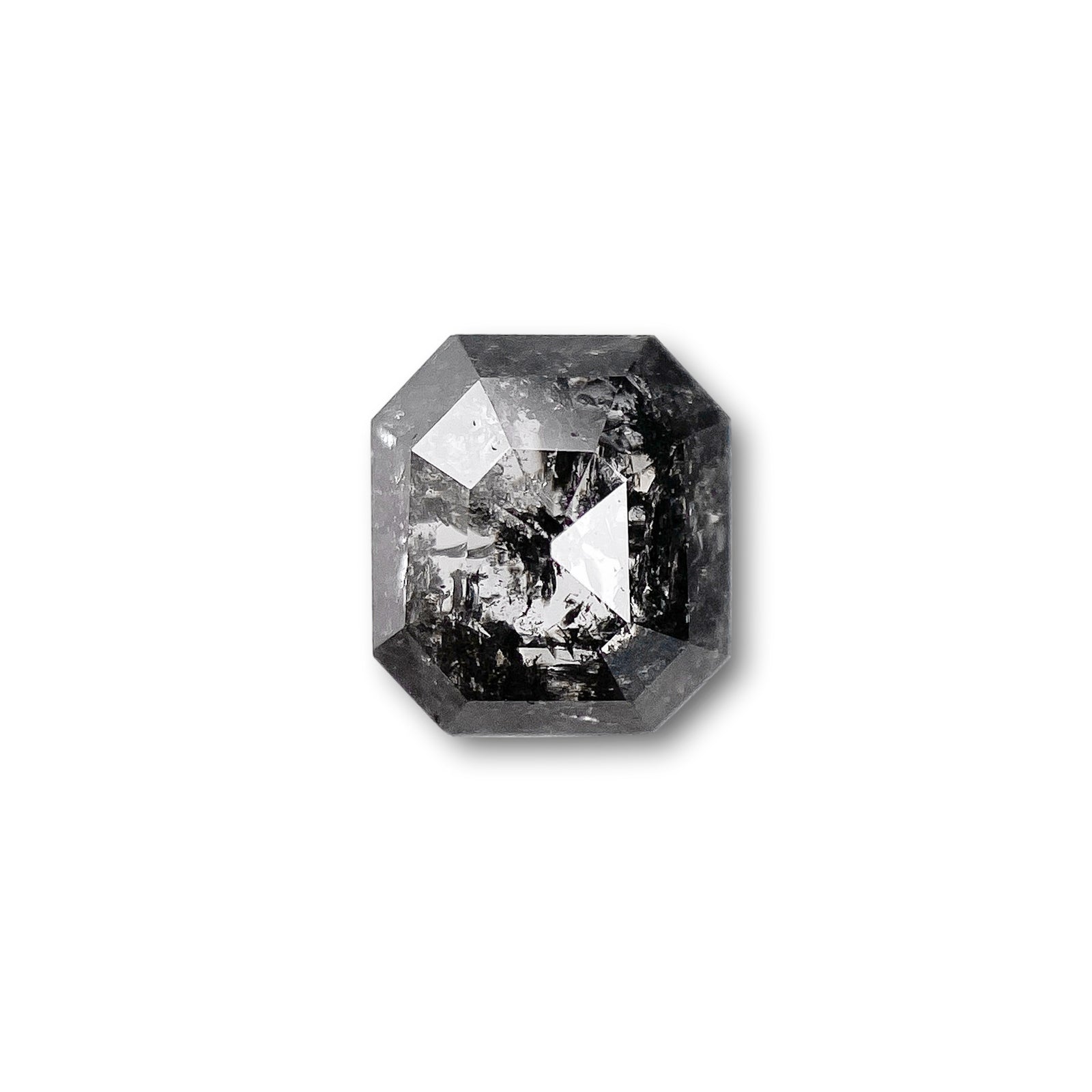 0.86ct | Salt & Pepper Asscher Shape Step Cut Diamond - Modern Rustic Diamond