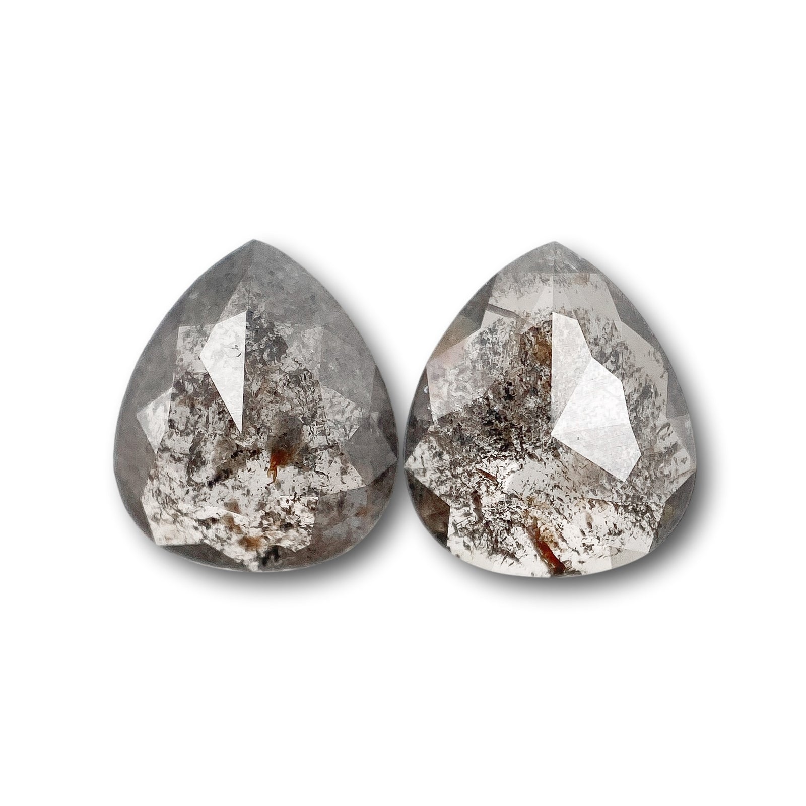 1.79cttw | Rustic  Pear Shape Rose Cut Diamond Matched Pair - Modern Rustic Diamond